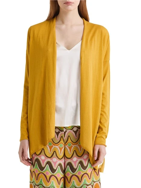 CARDIGAN IN MISTO SETA DONNA GIALLO