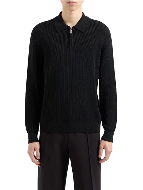 MAGLIA CON ZIP IN MISTO COTONE UOMO NERO