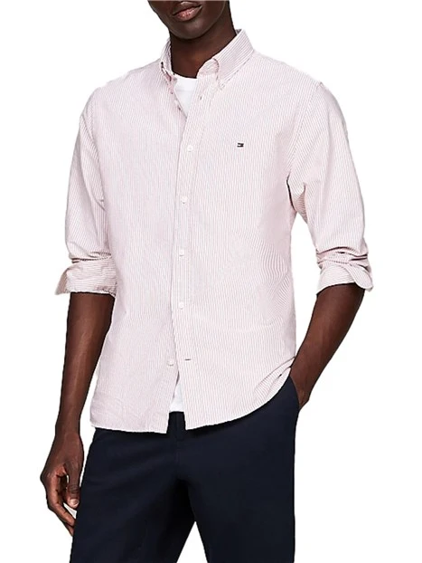 CAMICIA OXFORD IN PURO COTONE A RIGHE UOMO BIANCO ROSA