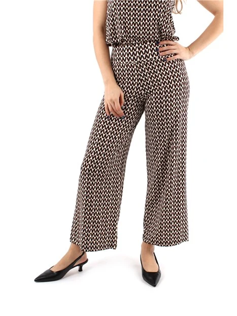 PANTALONI CROPPED VICO AMPI A FANTASIA DONNA BIANCO