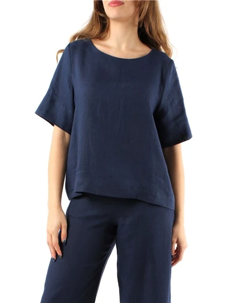 BLUSA IN PURO LINO DONNA BLU