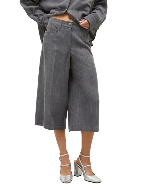 PANTALONI CROPPED CULOTTE IN DENIM FLUIDO DONNA GRIGIO