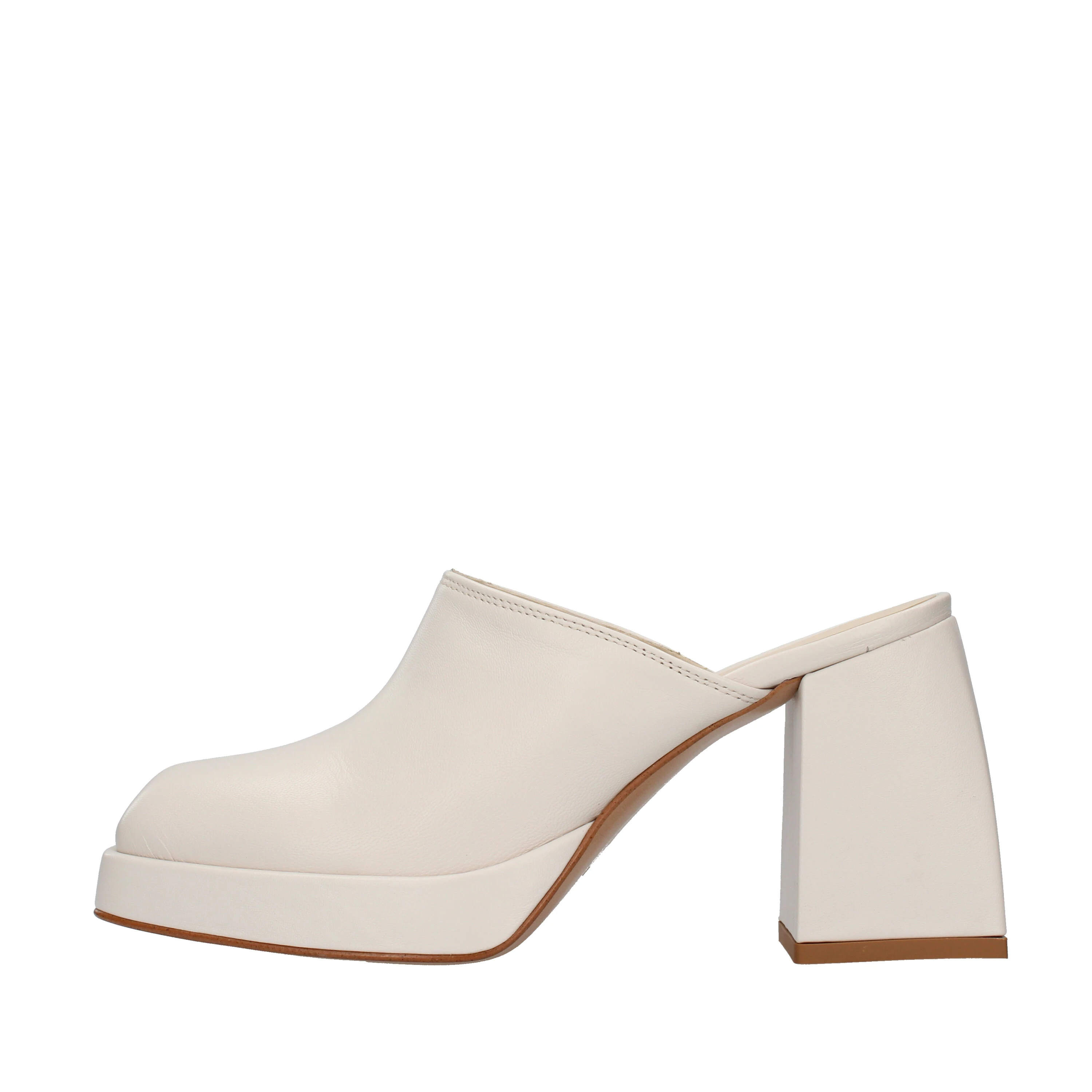 SABOT IN PELLE CON TACCO ALTO DONNA BIANCO