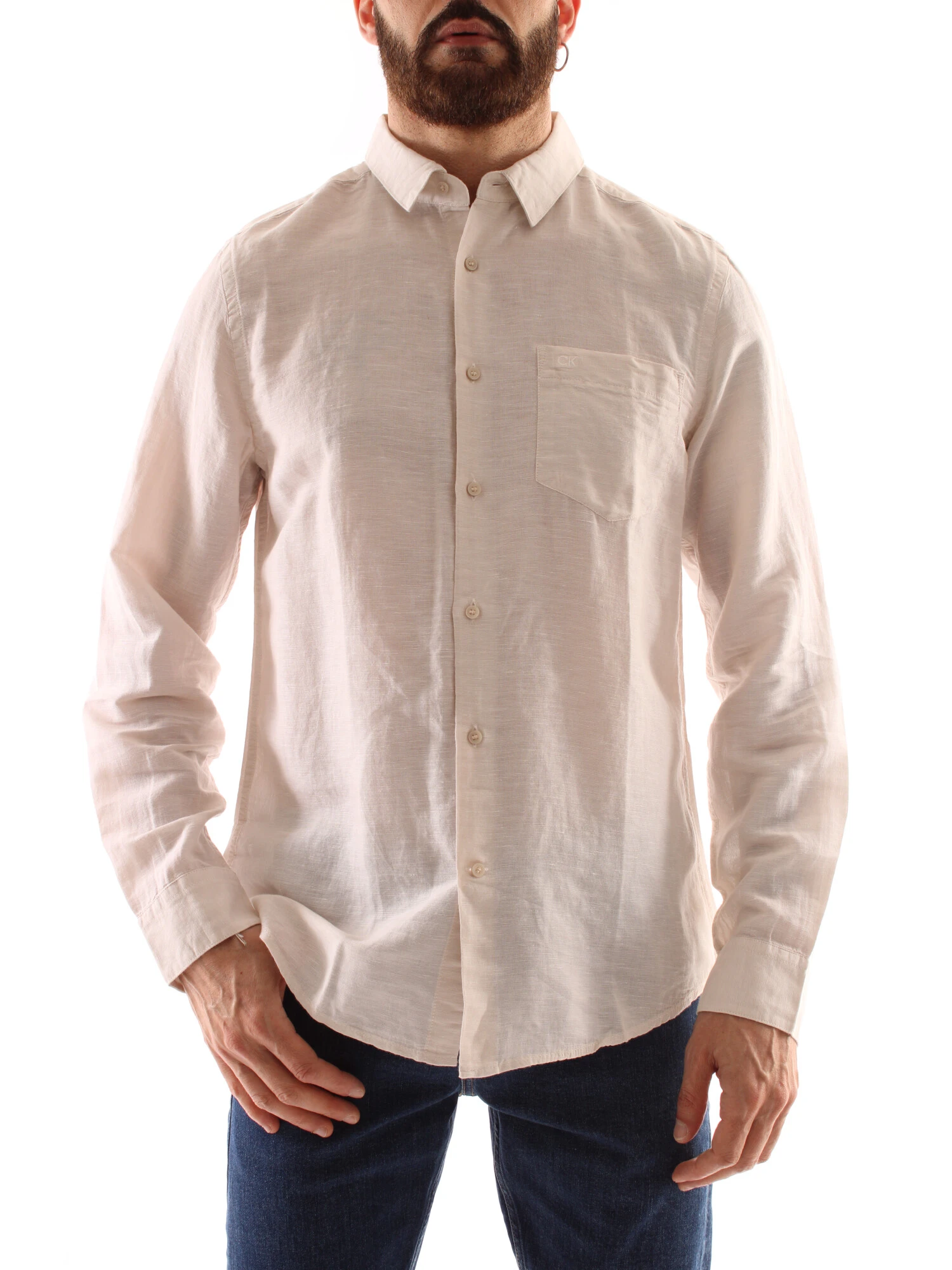 CAMICIA CLASSICA CON TASCHINO BEIGE