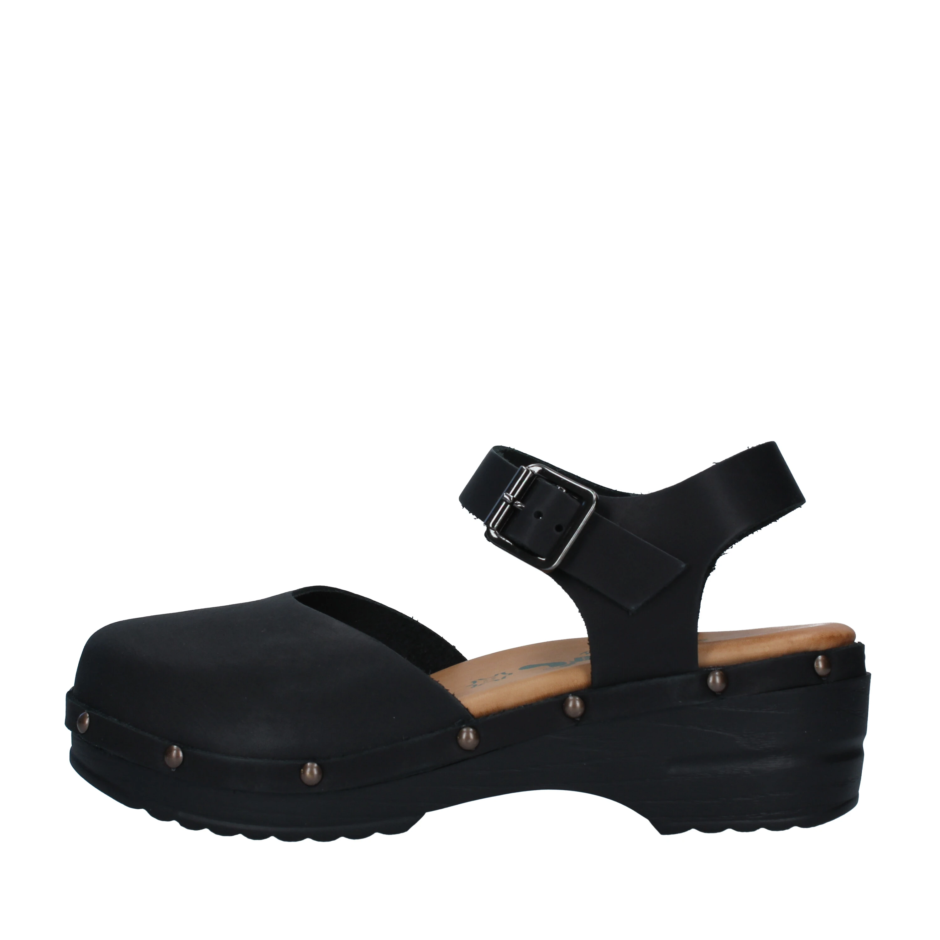 SANDALI CON ZEPPA E PLATEAU IN PELLE DONNA NERO