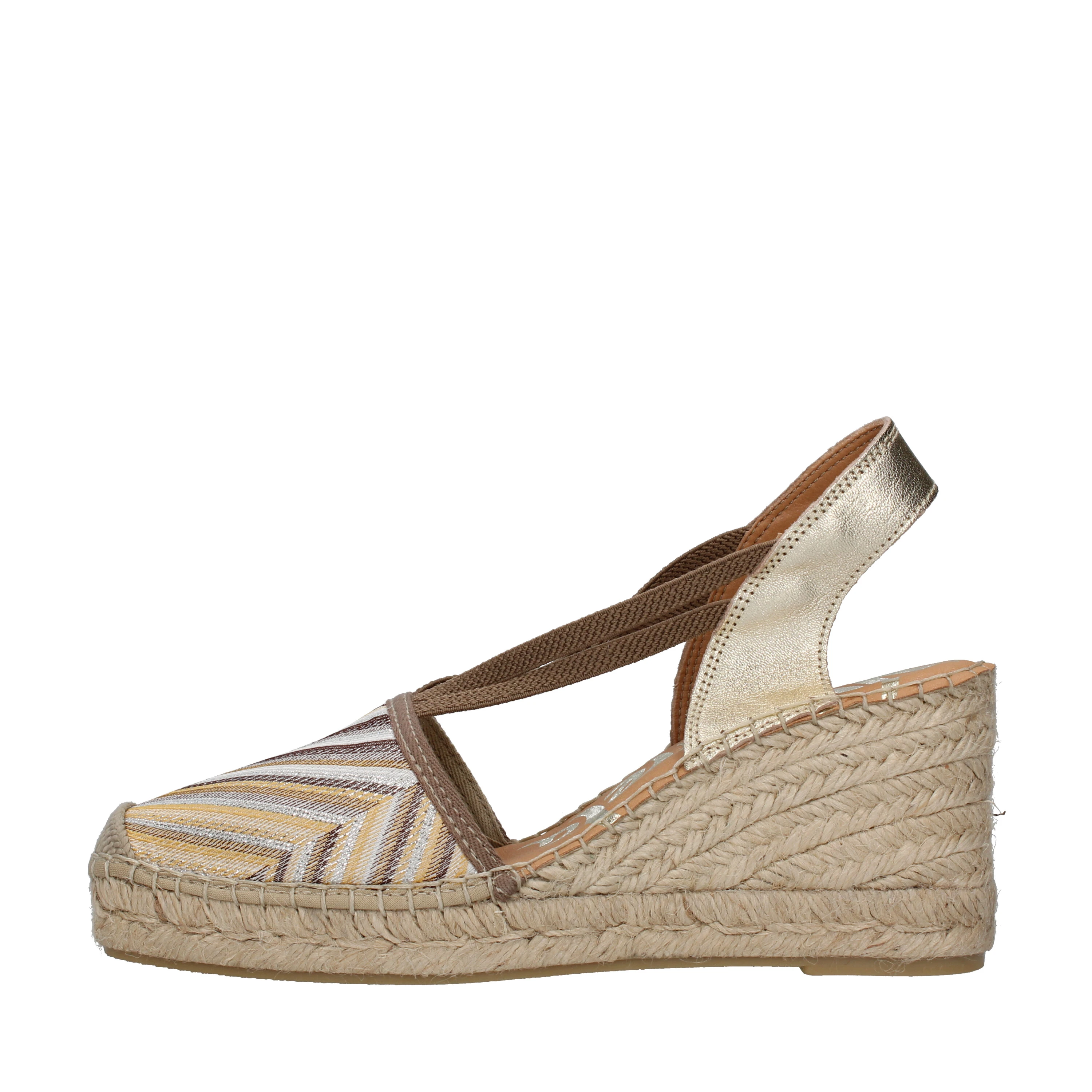 ESPADRILLAS CON ZEPPA E FANTASIA GEOMETRICA DONNA MARRONE