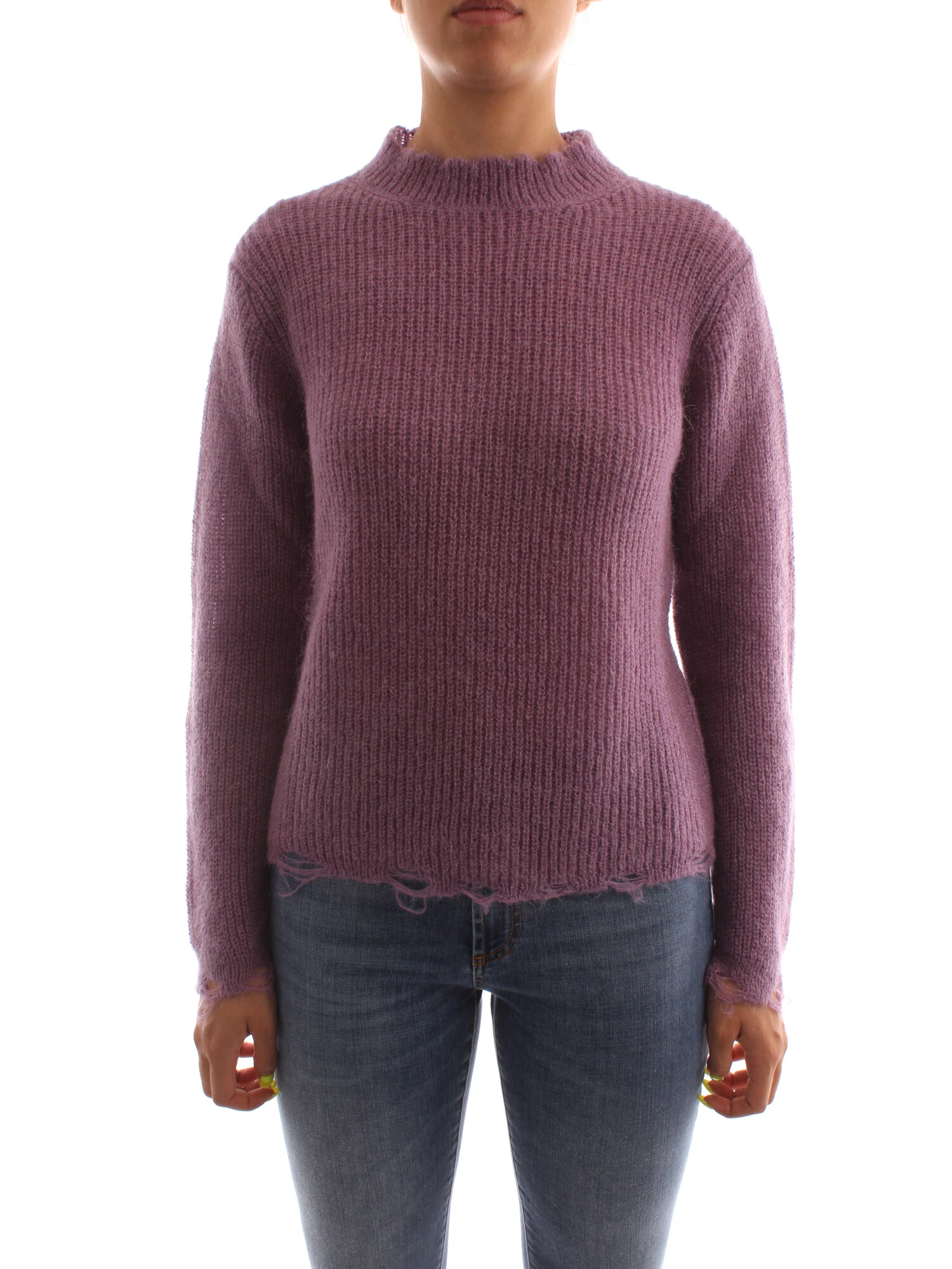 MAGLIA GIROCOLLO IN MOHAIR DONNA FUCSIA