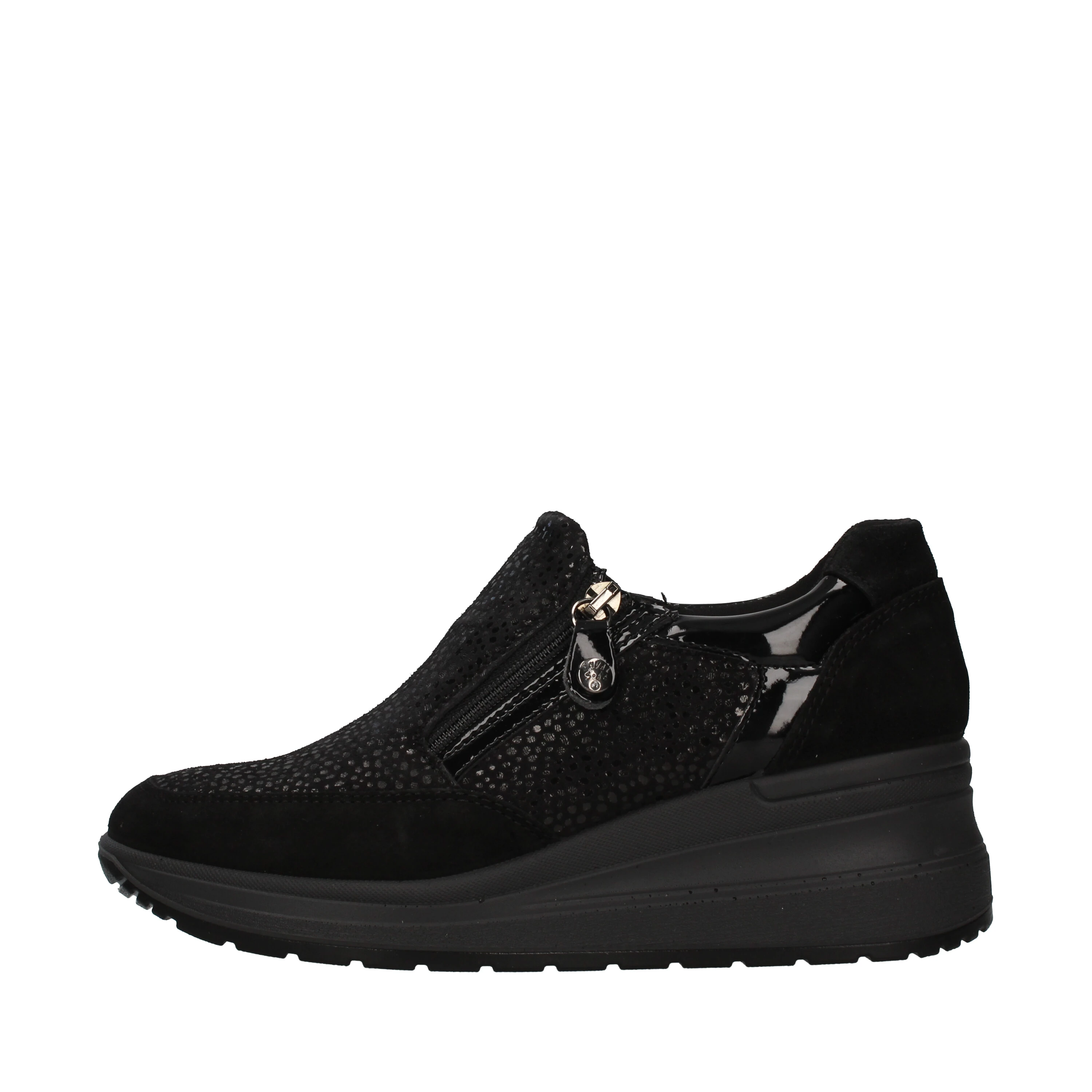 SNEAKERS SLIP ON RONDA IN PELLE CON ZEPPA DONNA NERO