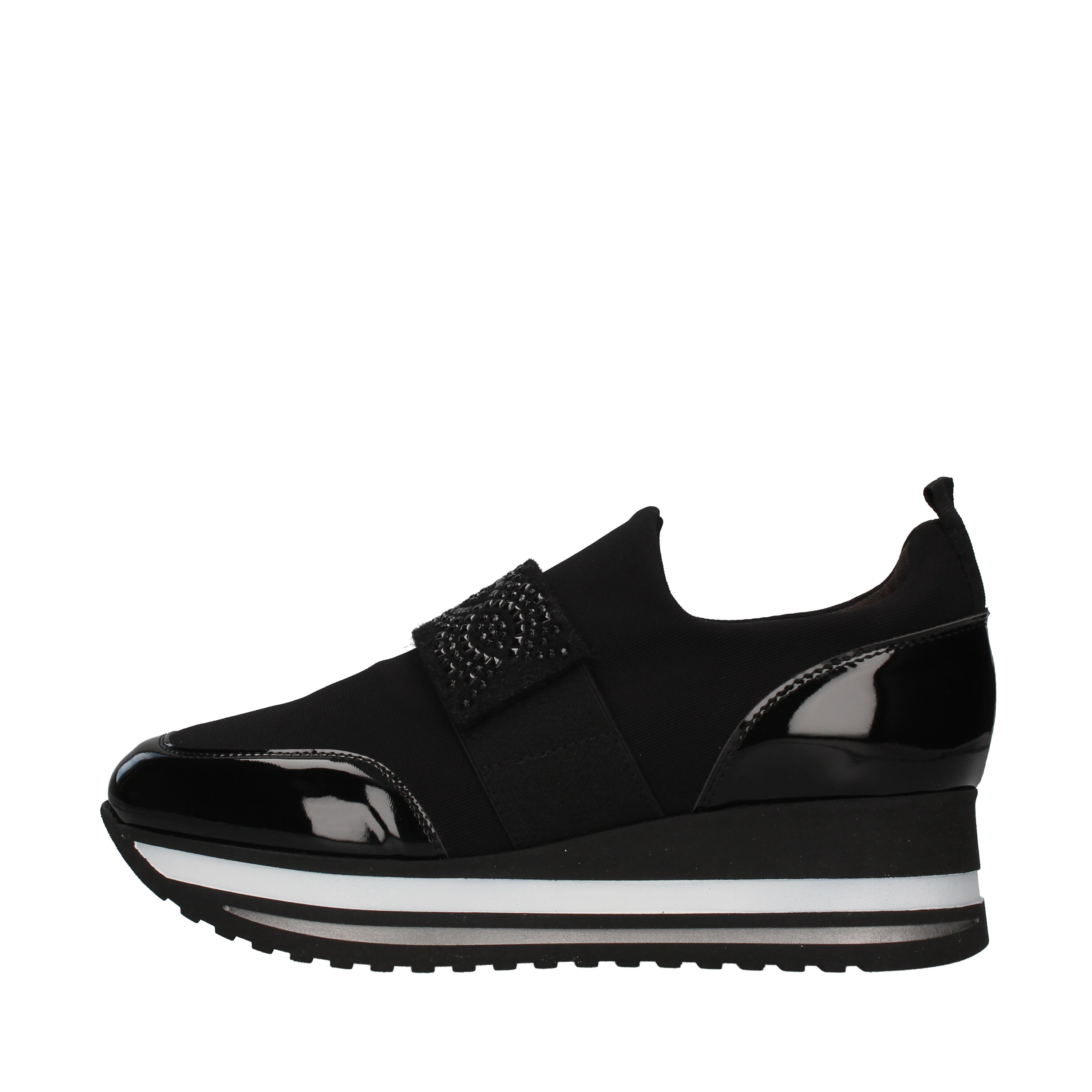 SNEAKERS SLIP ON CON ZEPPA E STRASS DONNA NERO