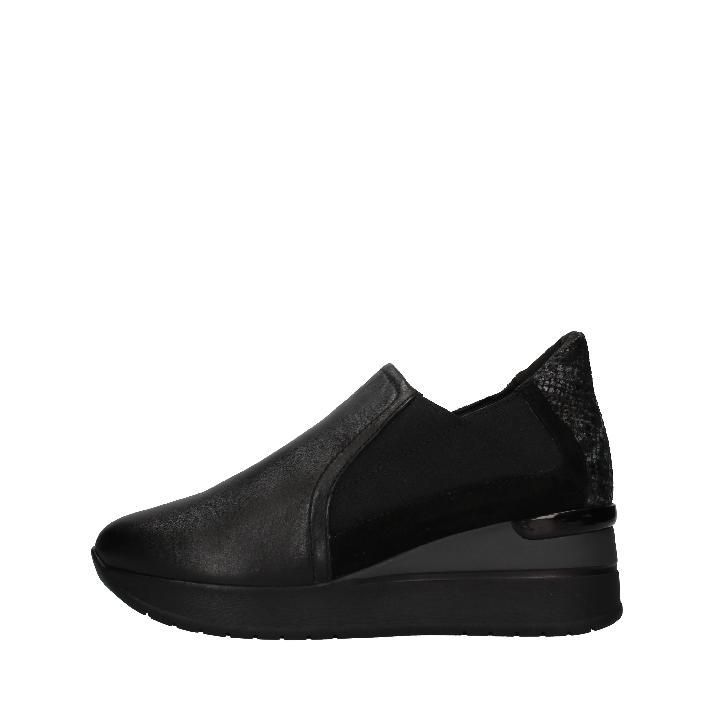 SNEAKERS SLIP ON CON ZEPPA MISTO PELLE DONNA NERO