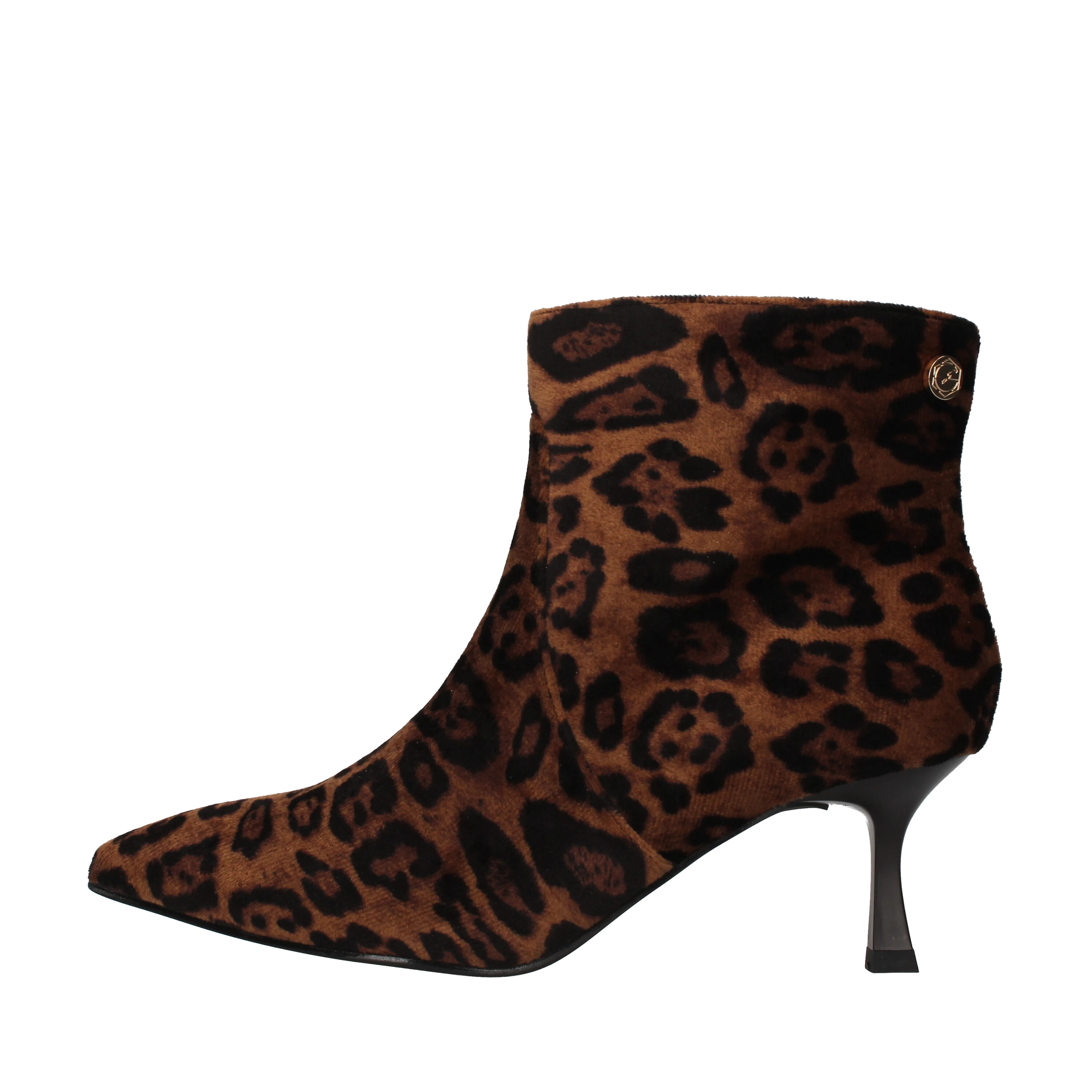 STIVALETTI TACCO BASSO FANTASIA ANIMALIER DONNA MARRONE