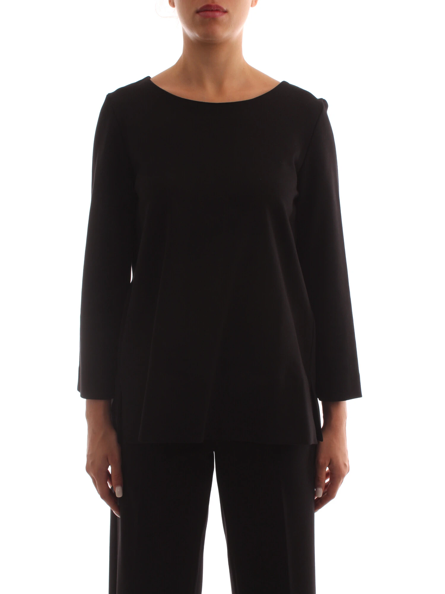 BLUSA PUNTO ROMA MISTO VISCOSA DONNA NERO