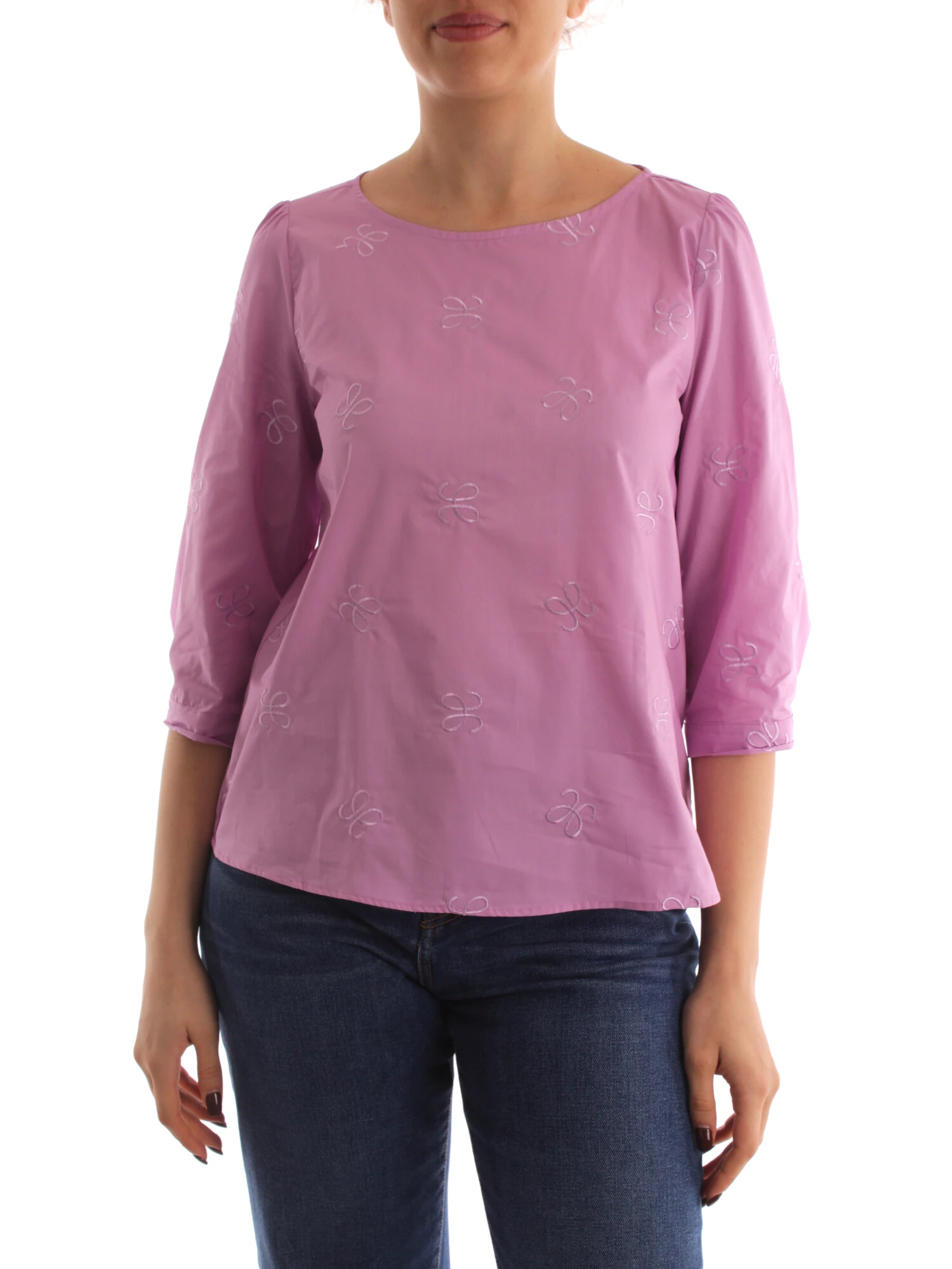 BLUSA CON PICCOLI RICAMI DONNA ROSA