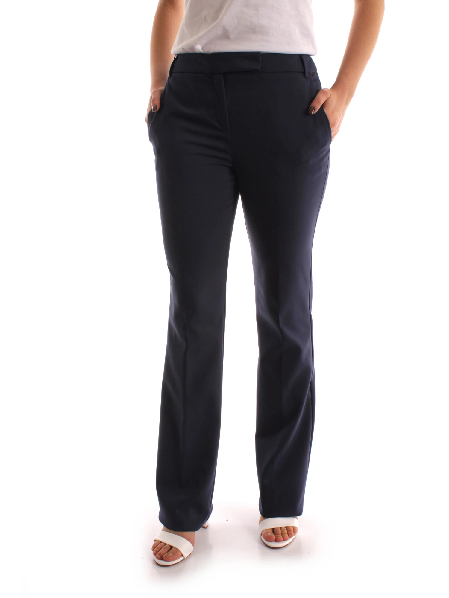 PANTALONI A ZAMPA MISTO COTONE DONNA BLU