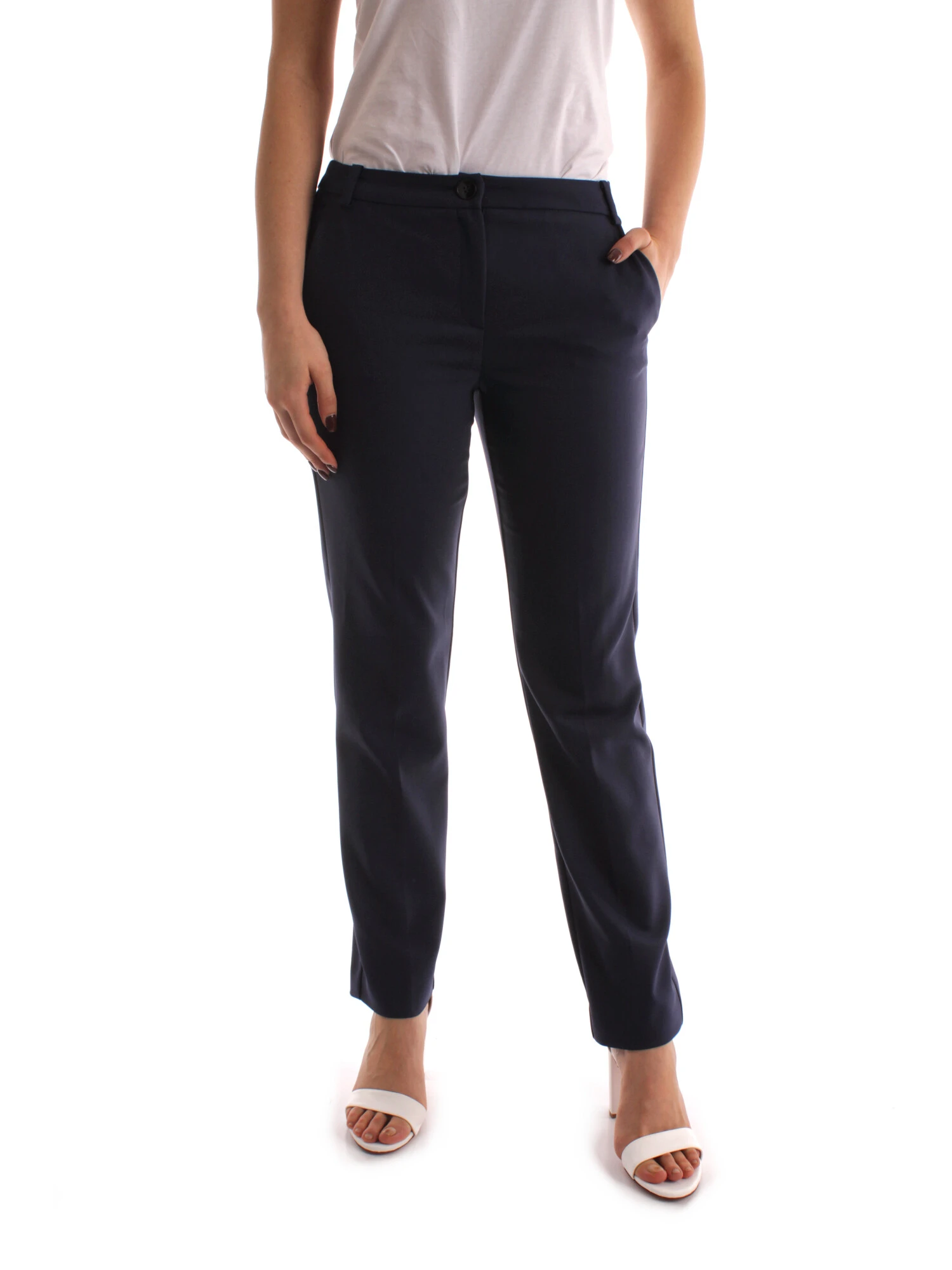 PANTALONI CHINO IN MISTO COTONE DONNA BLU