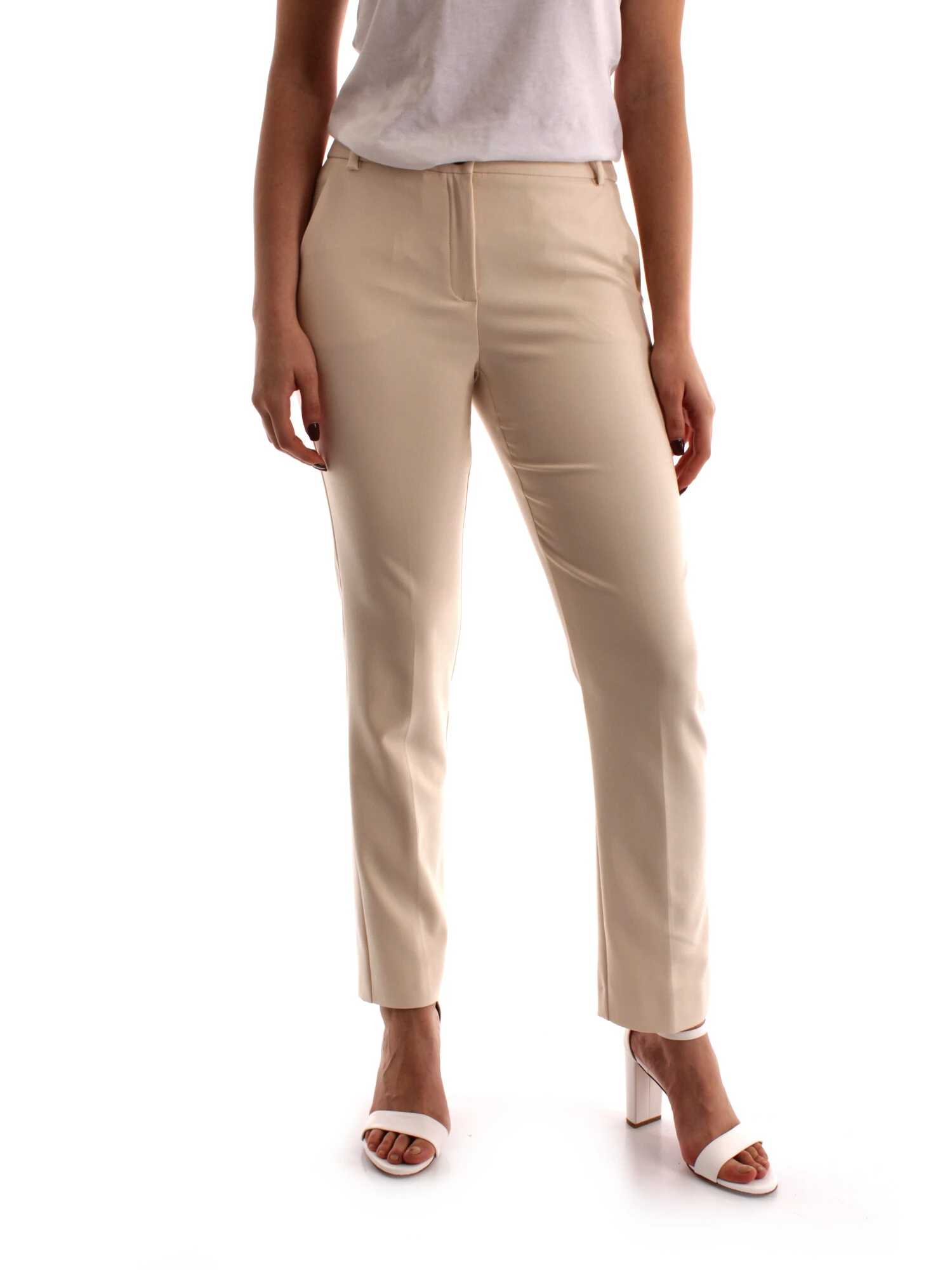 PANTALONI CHINO IN MISTO COTONE DONNA BIANCO