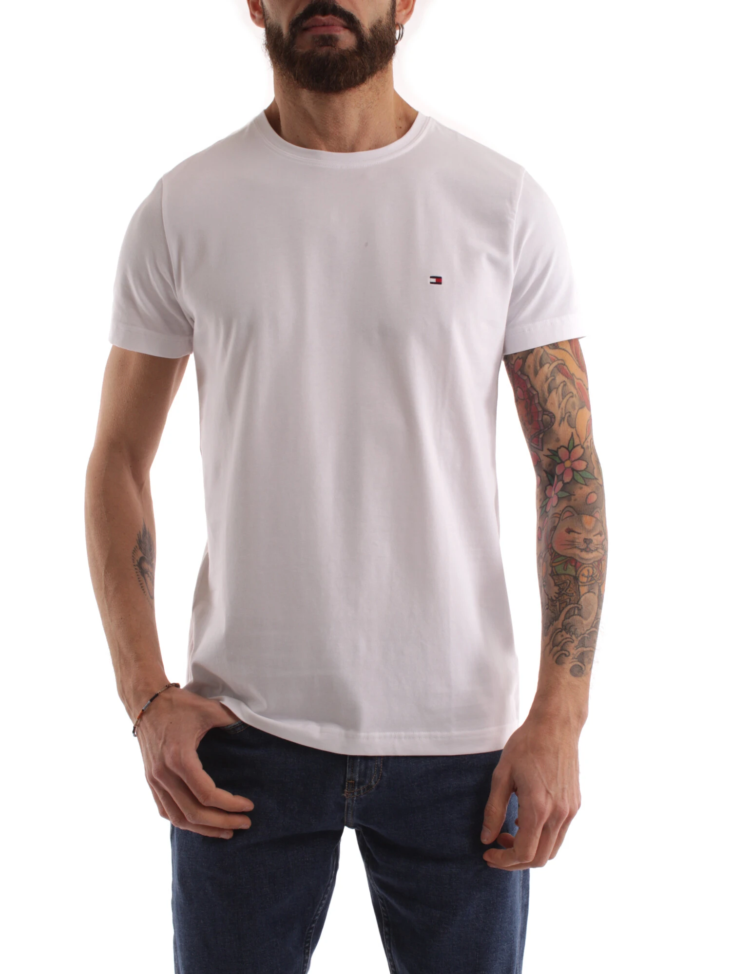 T-SHIRT MANICA CORTA IN COTONE UOMO BIANCO