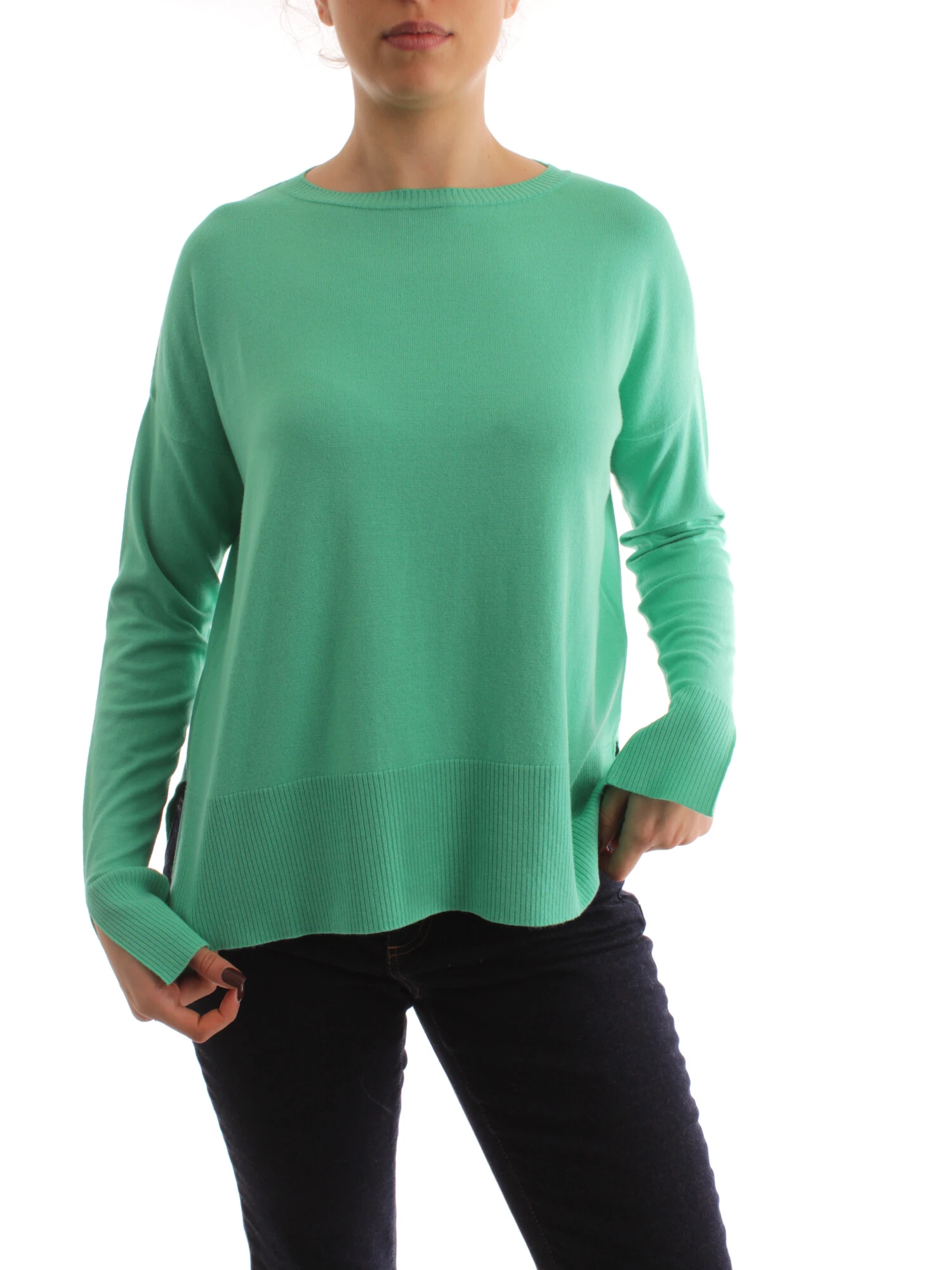 MAGLIA GIROCOLLO CON MANICA LUNGA IN MISTO VISCOSA DONNA VERDE