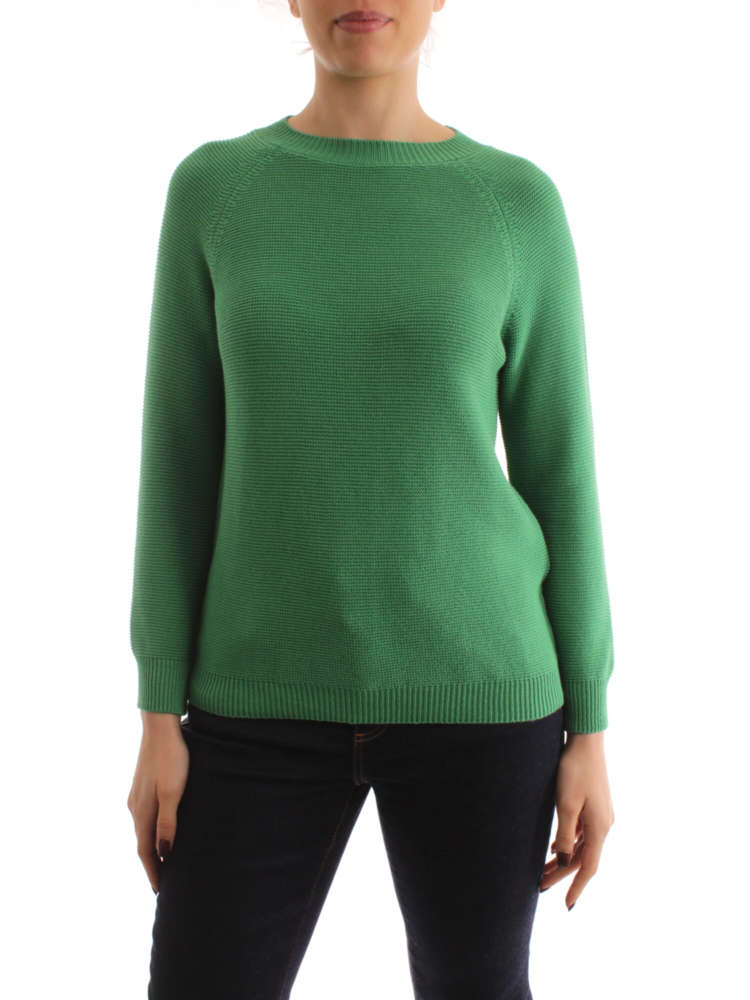 MAGLIA GIROCOLLO IN PURO COTONE IN TINTA UNITA DONNA VERDE