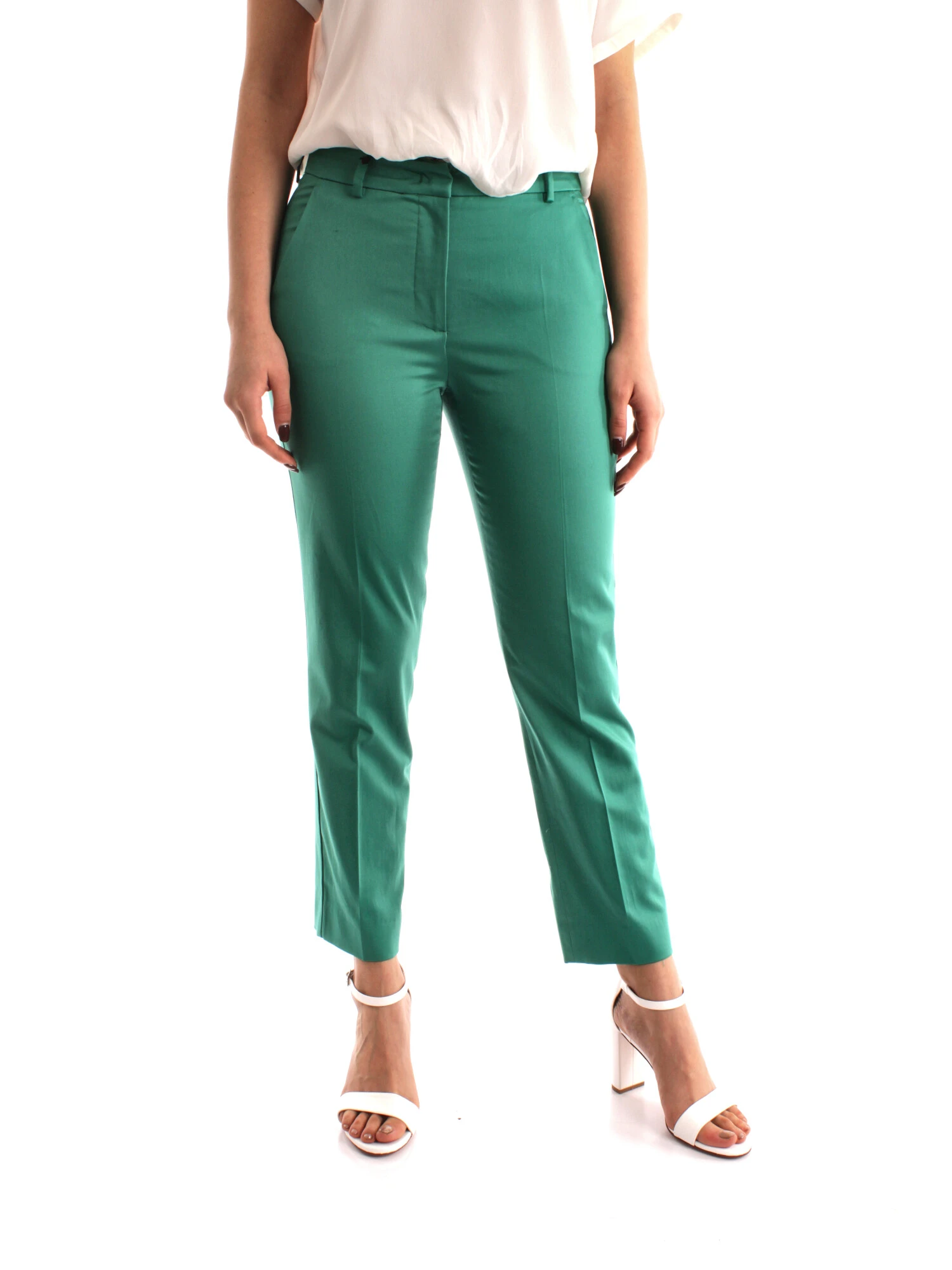 PANTALONI CHINO IN RASO DI COTONE DONNA VERDE