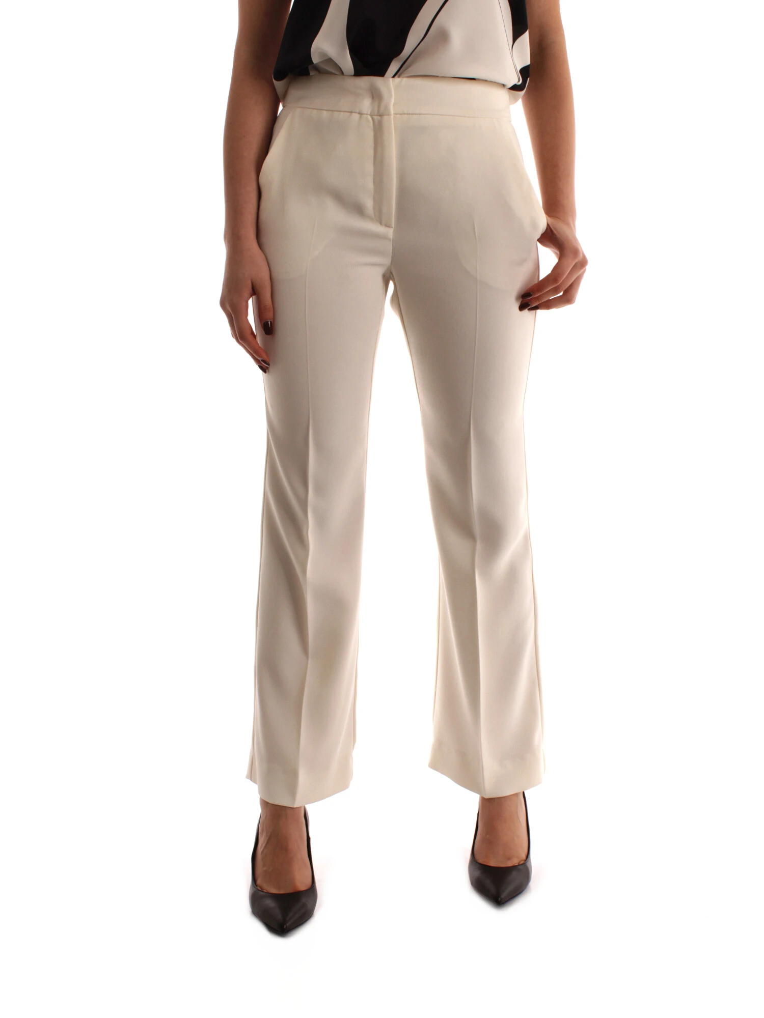 PANTALONI A ZAMPA ART.365 FLARE DONNA BIANCO