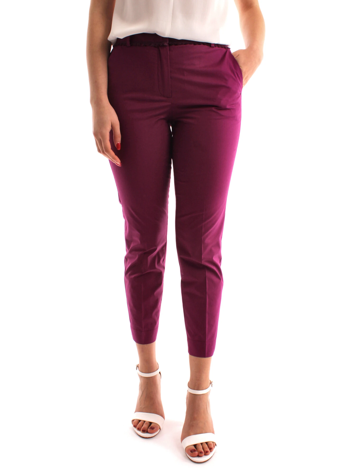 PANTALONI CROPPED CON NAPPINE DONNA VIOLA