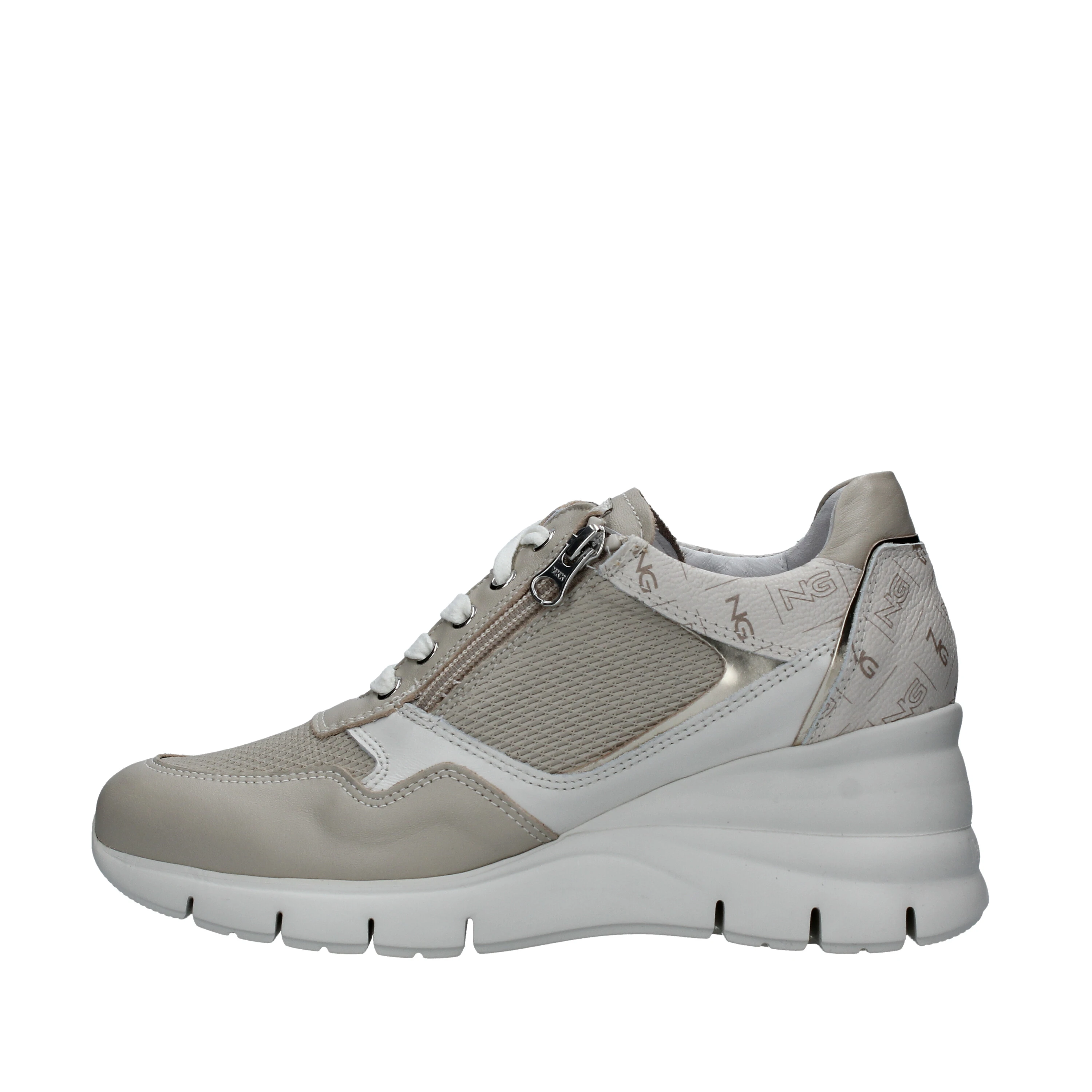 SNEAKERS LOGATE CON ZIP LATERALE DONNA BEIGE