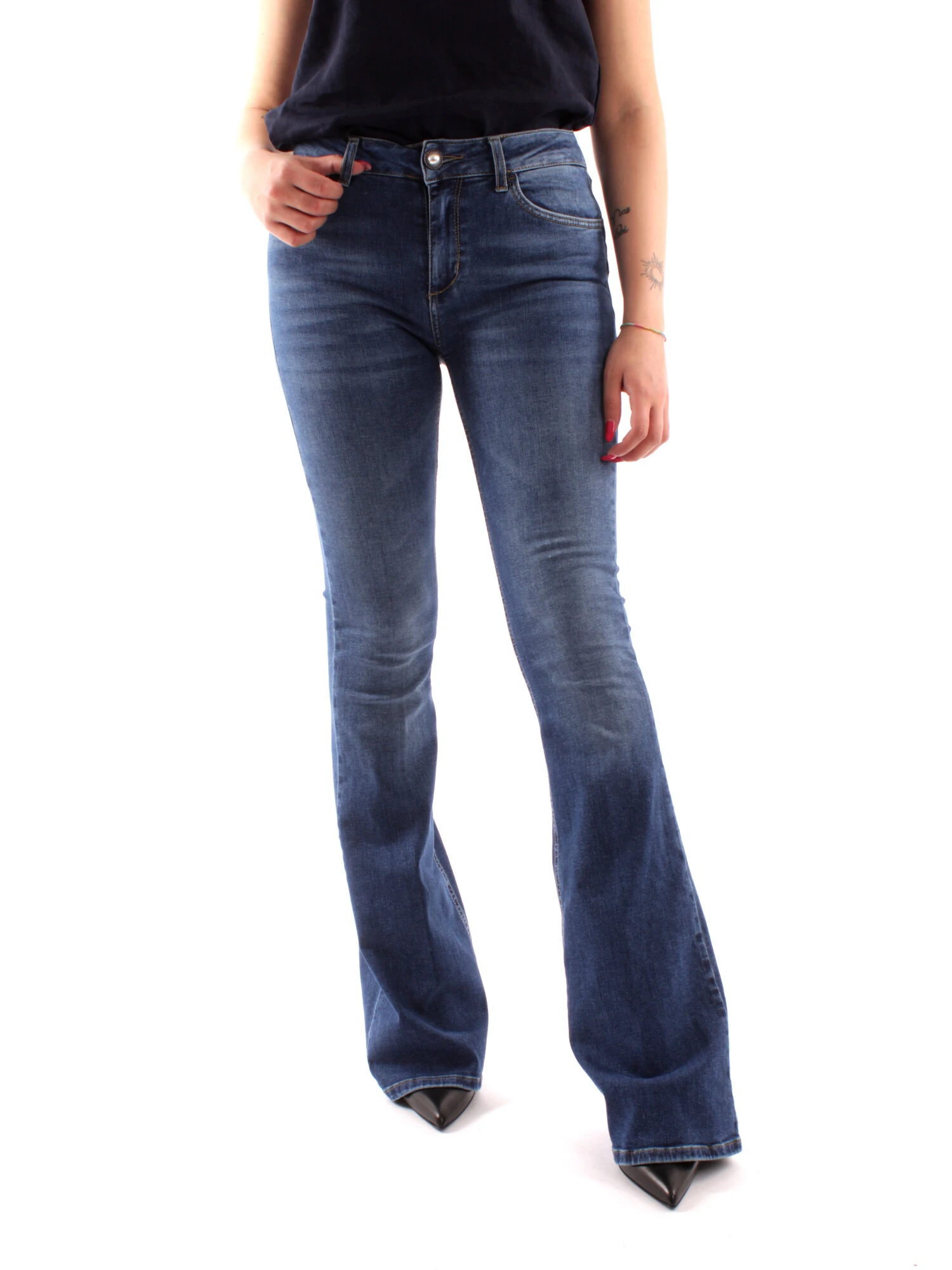 JEANS A ZAMPA FLARE DONNA BLU SCURO