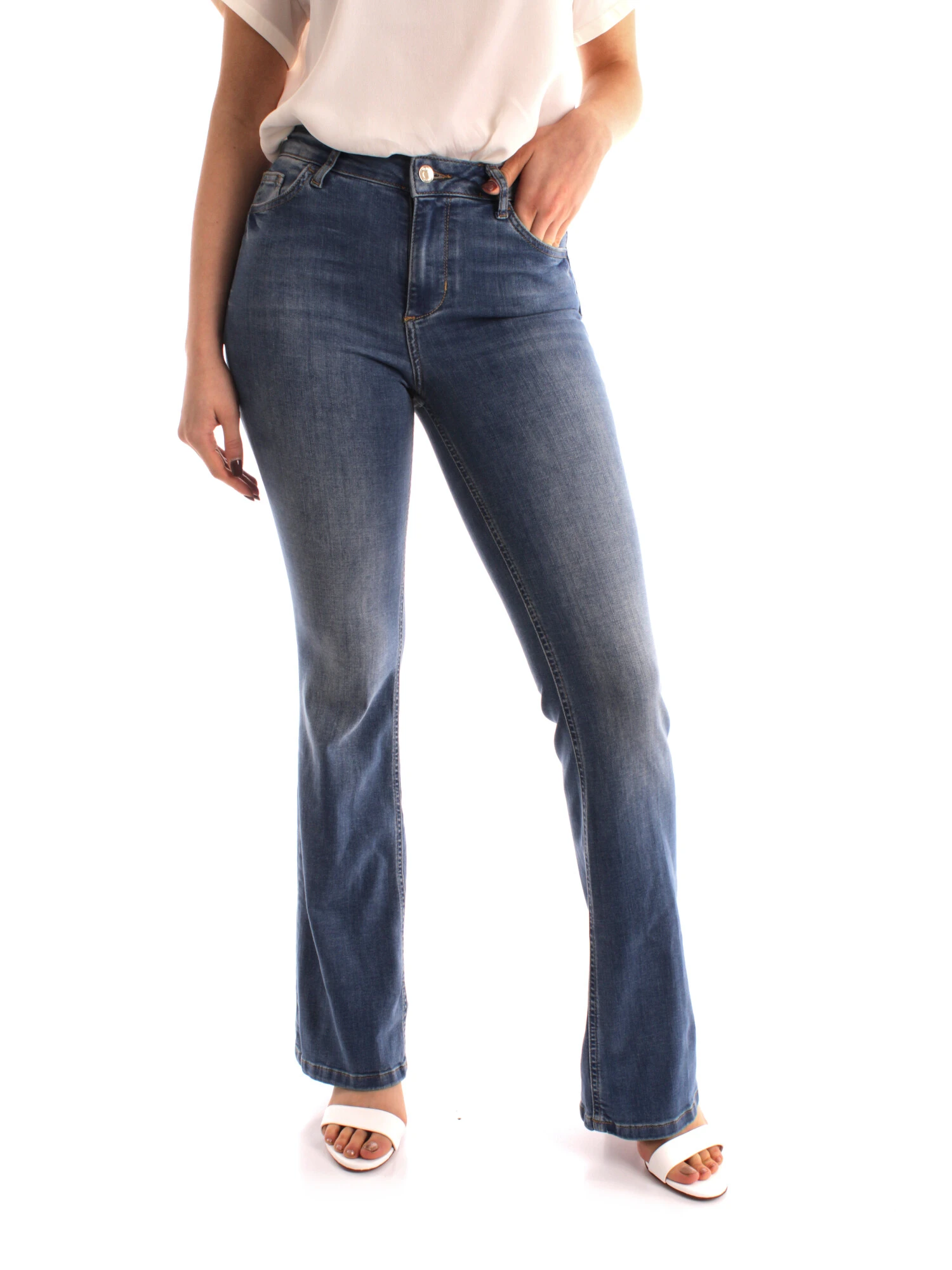 JEANS A ZAMPA IN DENIM E MISTO COTONE DONNA BLU SCURO