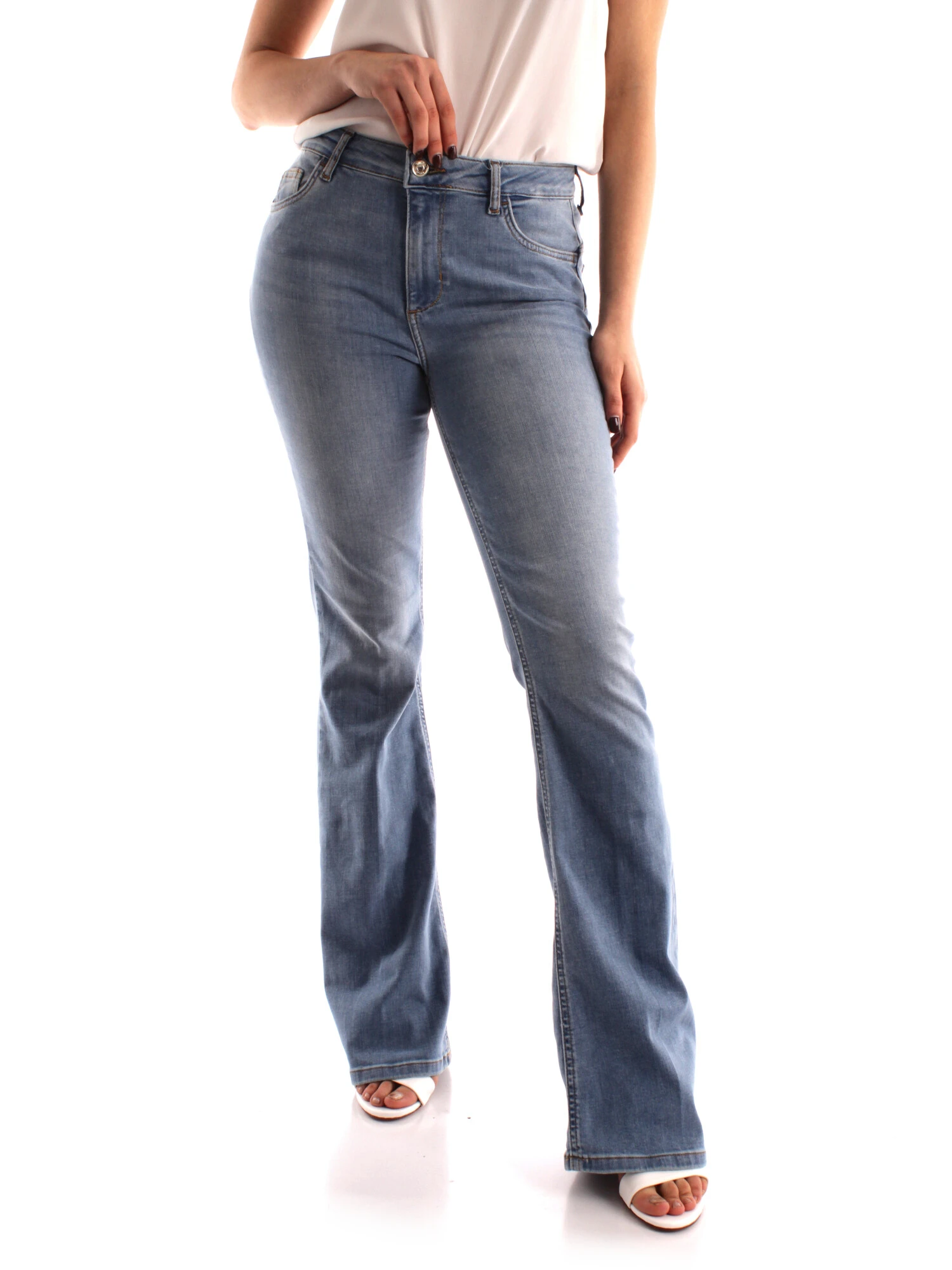 JEANS A ZAMPA IN DENIM MISTO COTONE DONNA BLU CHIARO