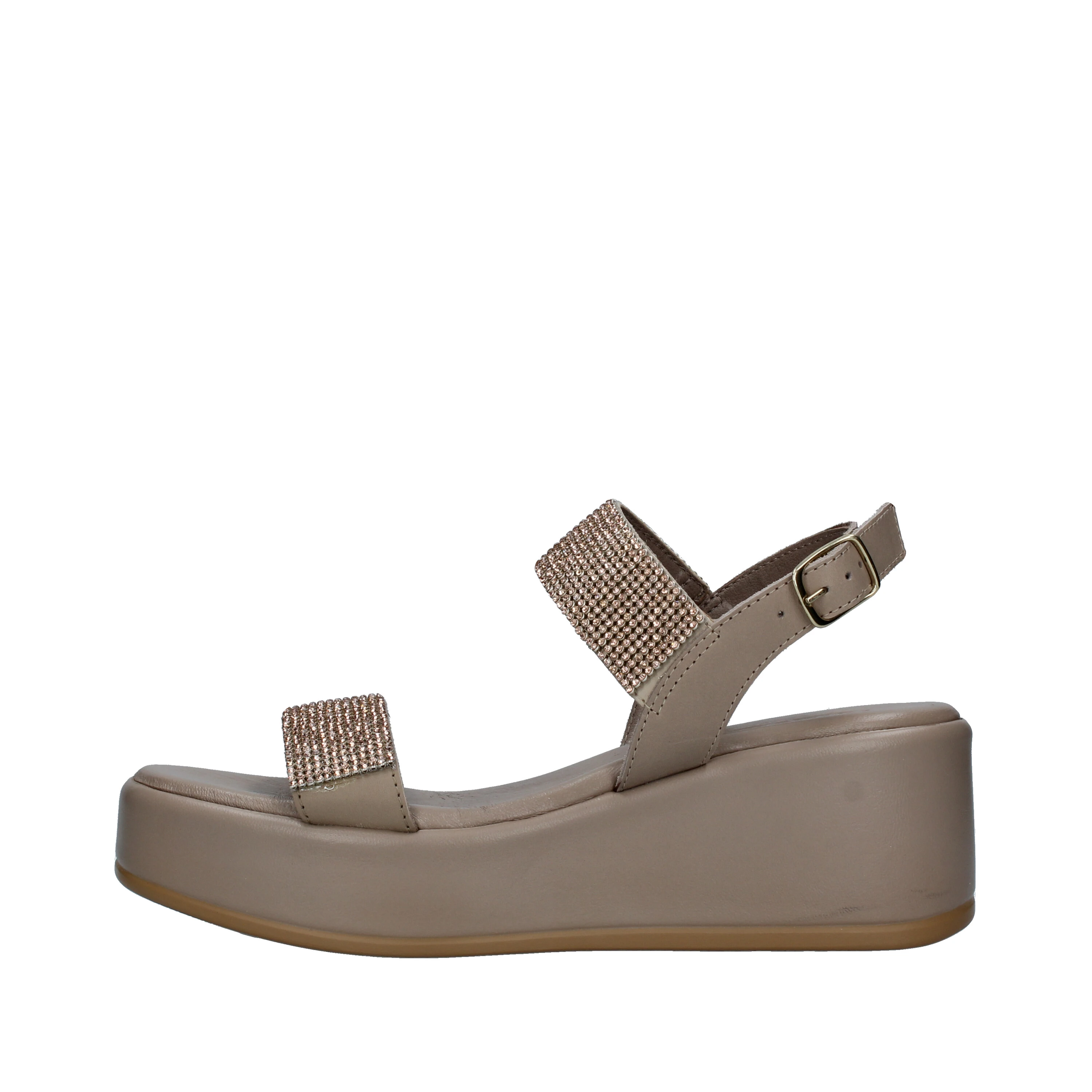 SANDALI CON ZEPPA E FASCE CON STRASS DONNA BEIGE