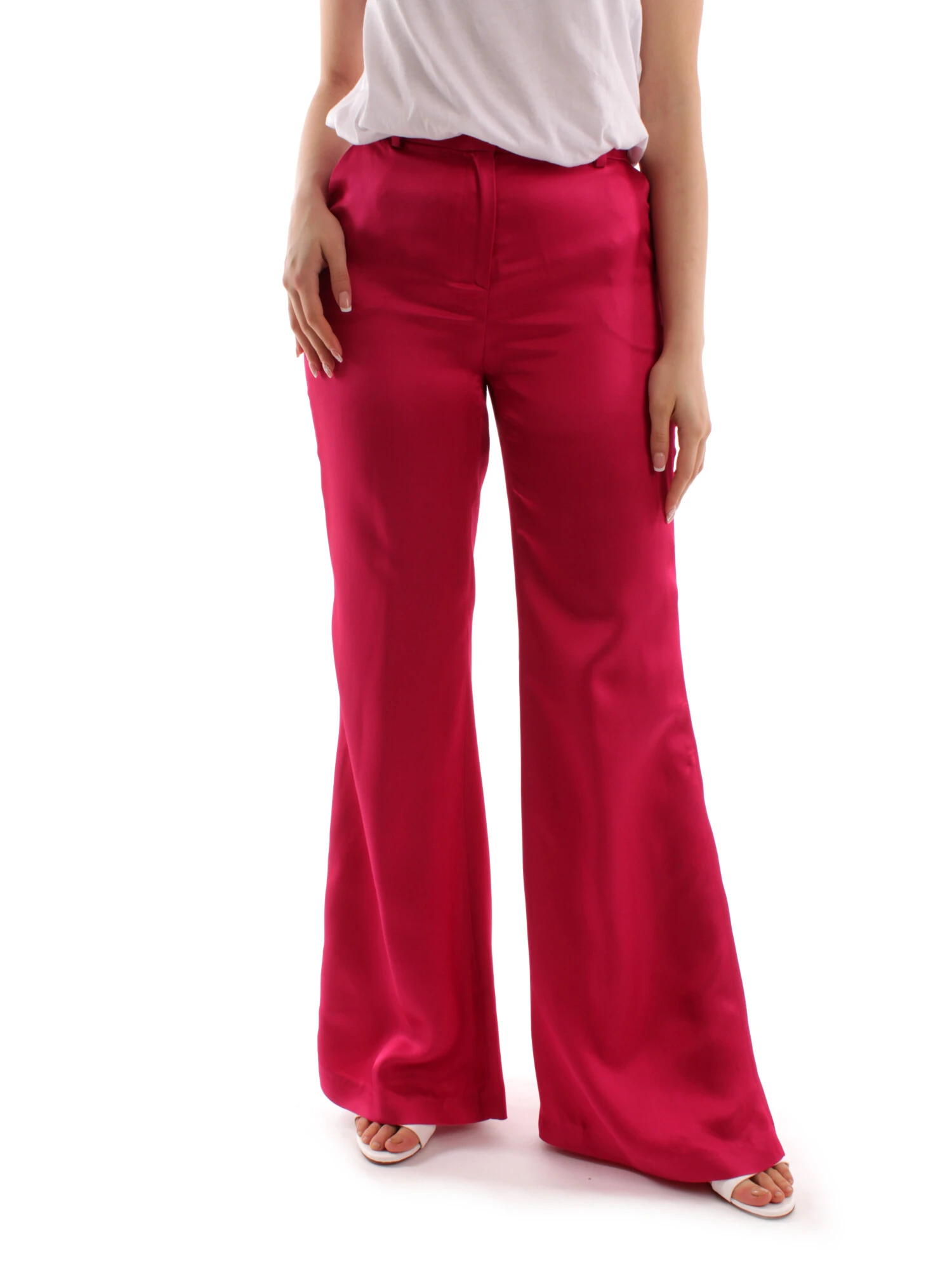 PANTALONI PALAZZO IN PURA VISCOSA DONNA FUCSIA