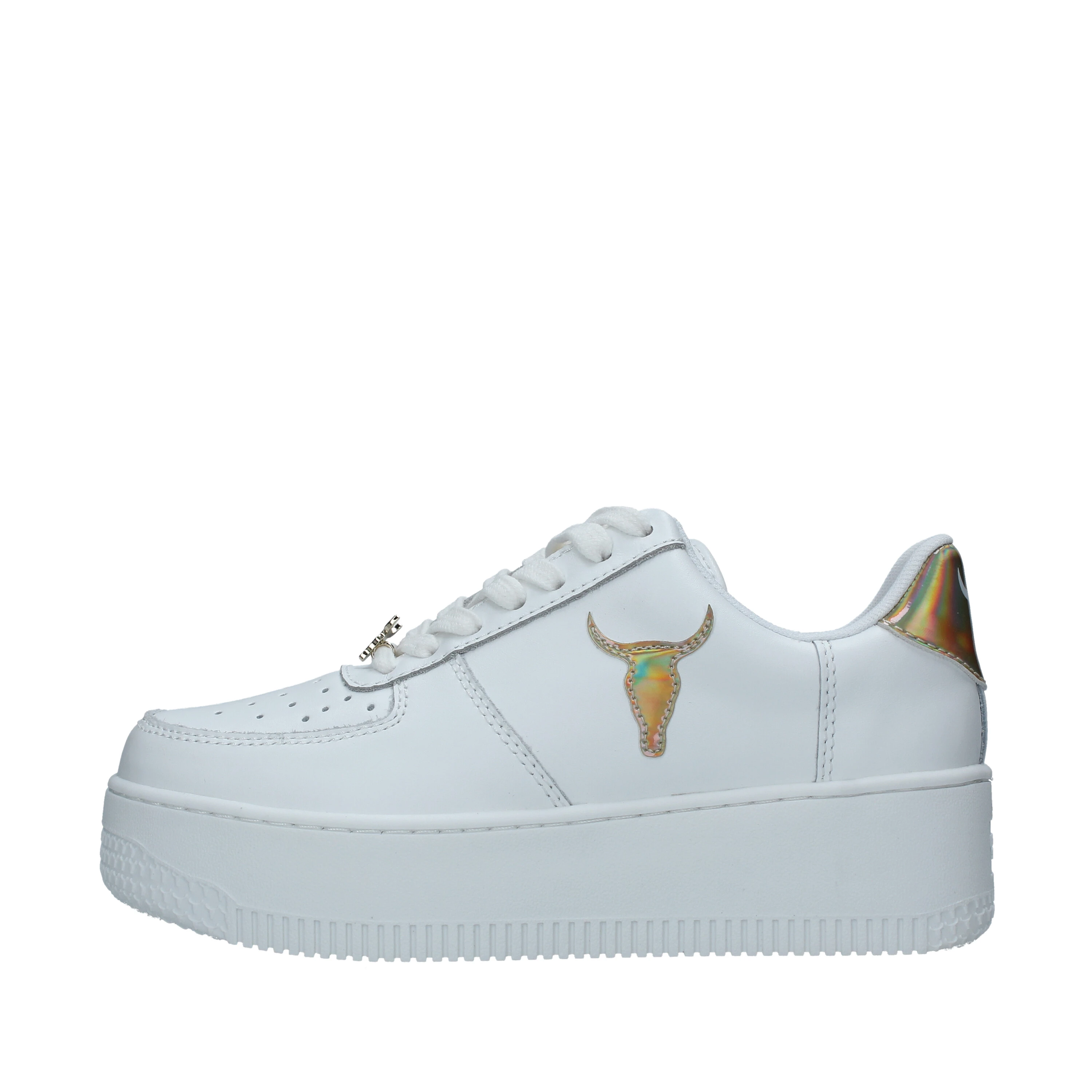 SNEAKERS PLATFORM CON LOGO DORATO DONNA BIANCO