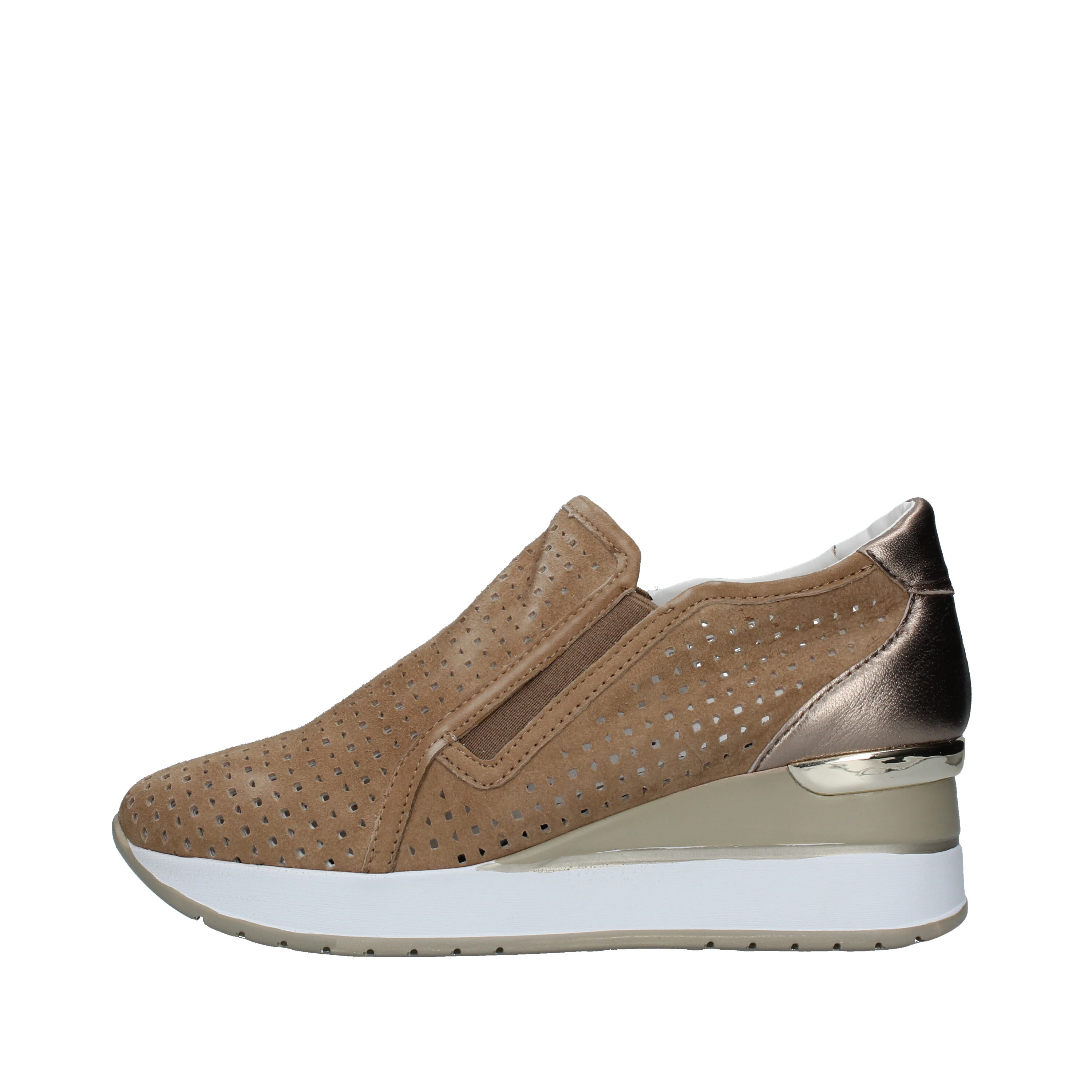 SNEAKERS SLIP ON TRAFORATA CON ZEPPA DONNA BEIGE