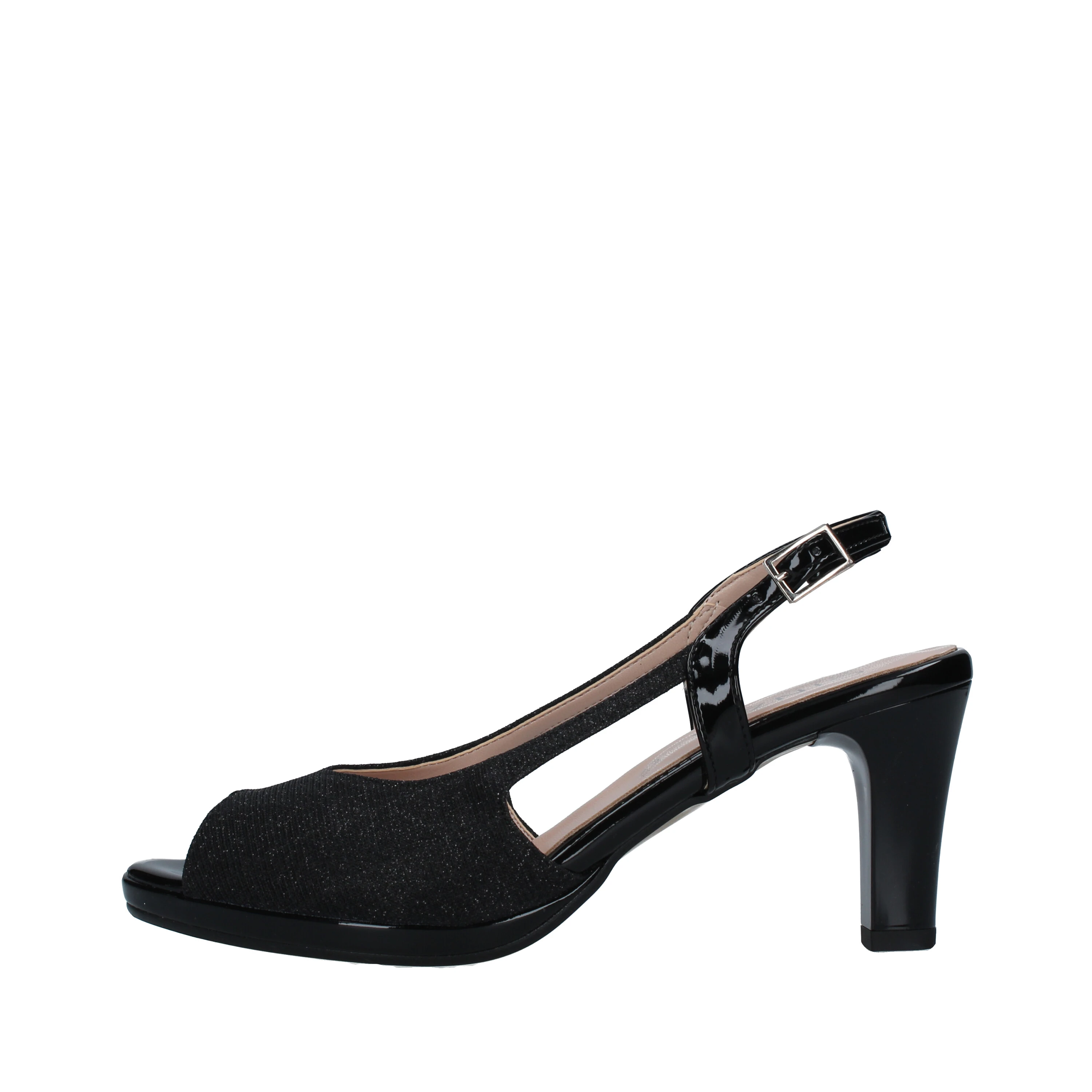 SANDALI TACCO ALTO IN VERNICE DONNA NERO