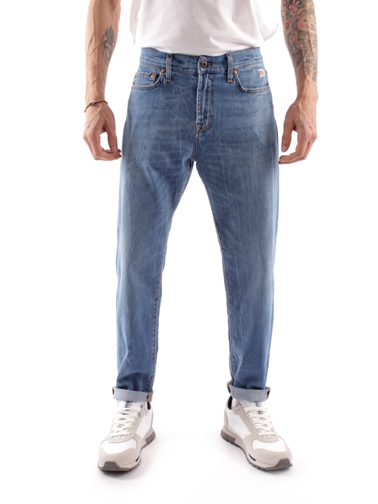 JEANS REGULAR IN DENIM UOMO BLU CHIARO