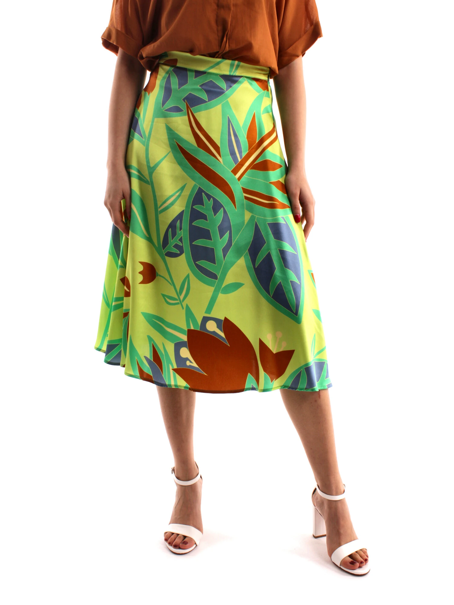 GONNA LUNGA CON FANTASIA FLOREALE MULTICOLORE DONNA VERDE