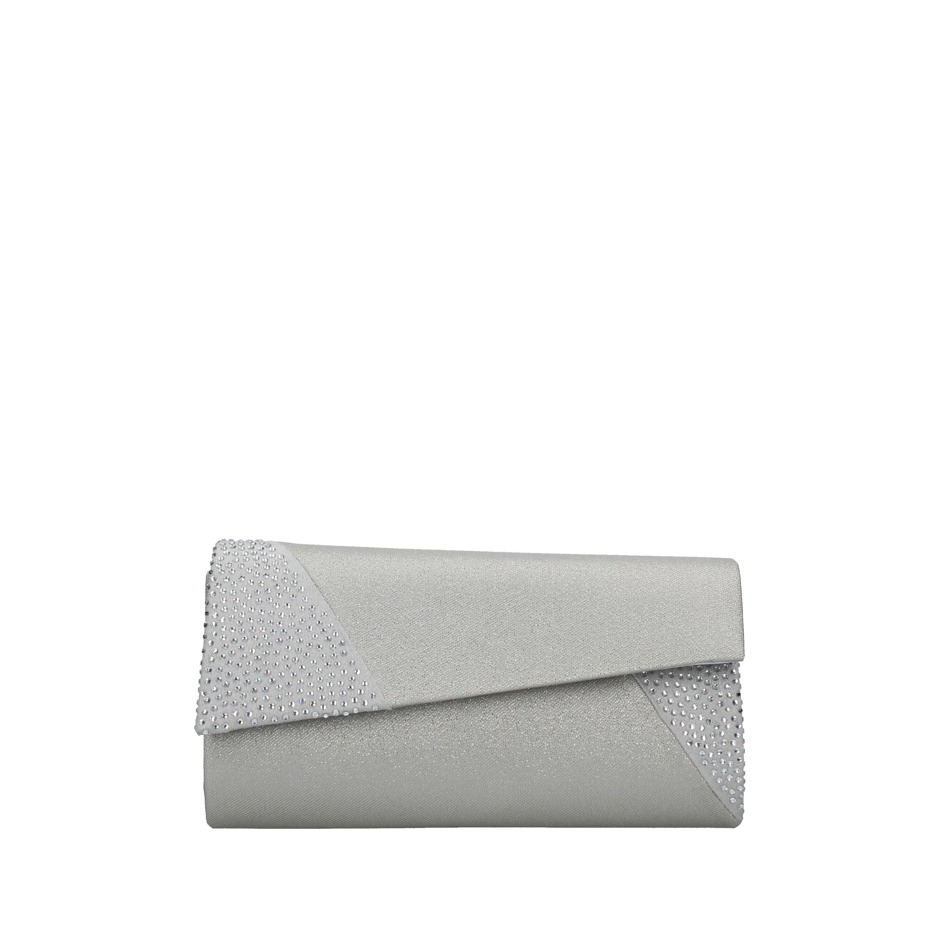 POCHETTE PATTA DIAGONALE DI STRASS DONNA ARGENTO