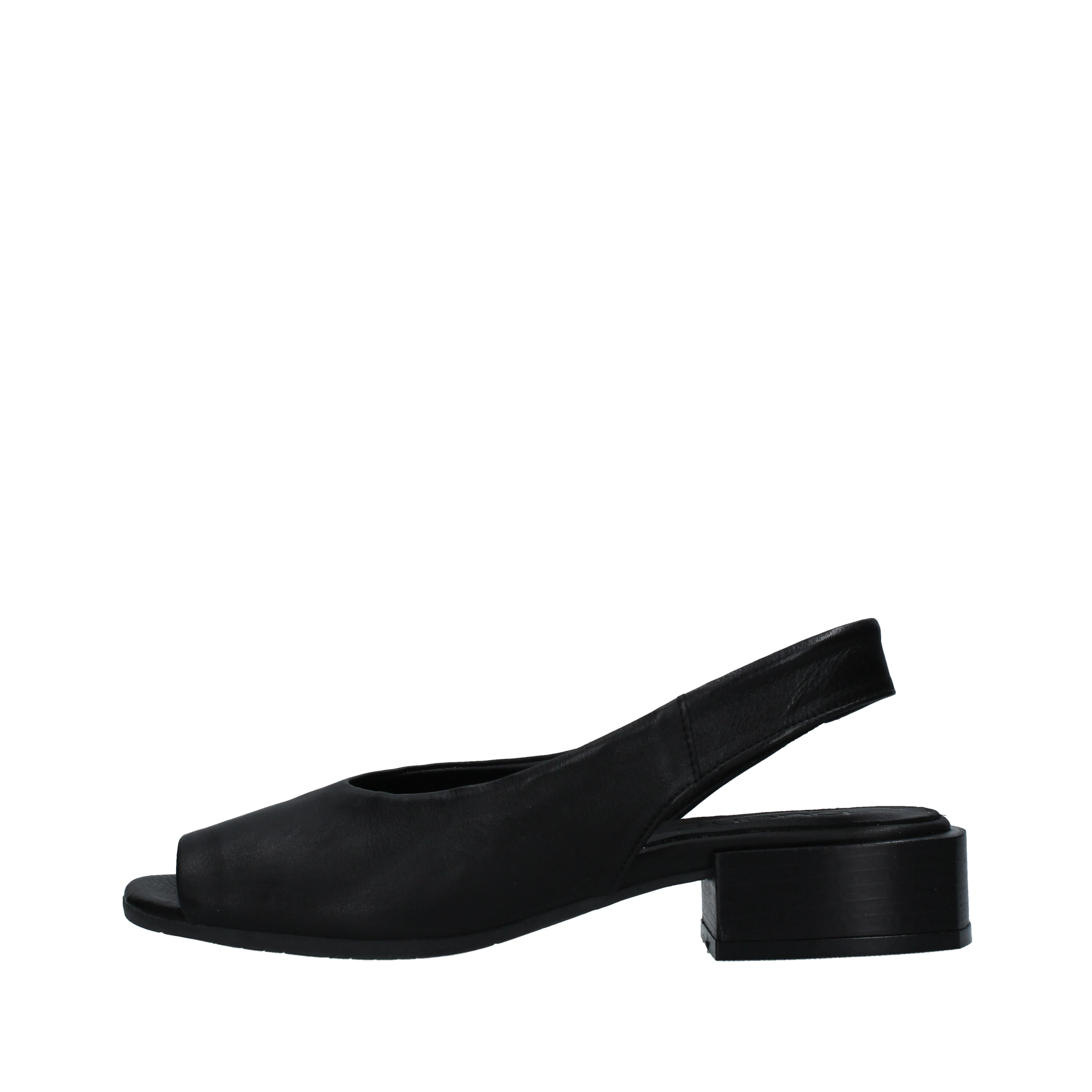 SANDALI TACCO BASSO CON CINTURINO ELASTICO DONNA NERO