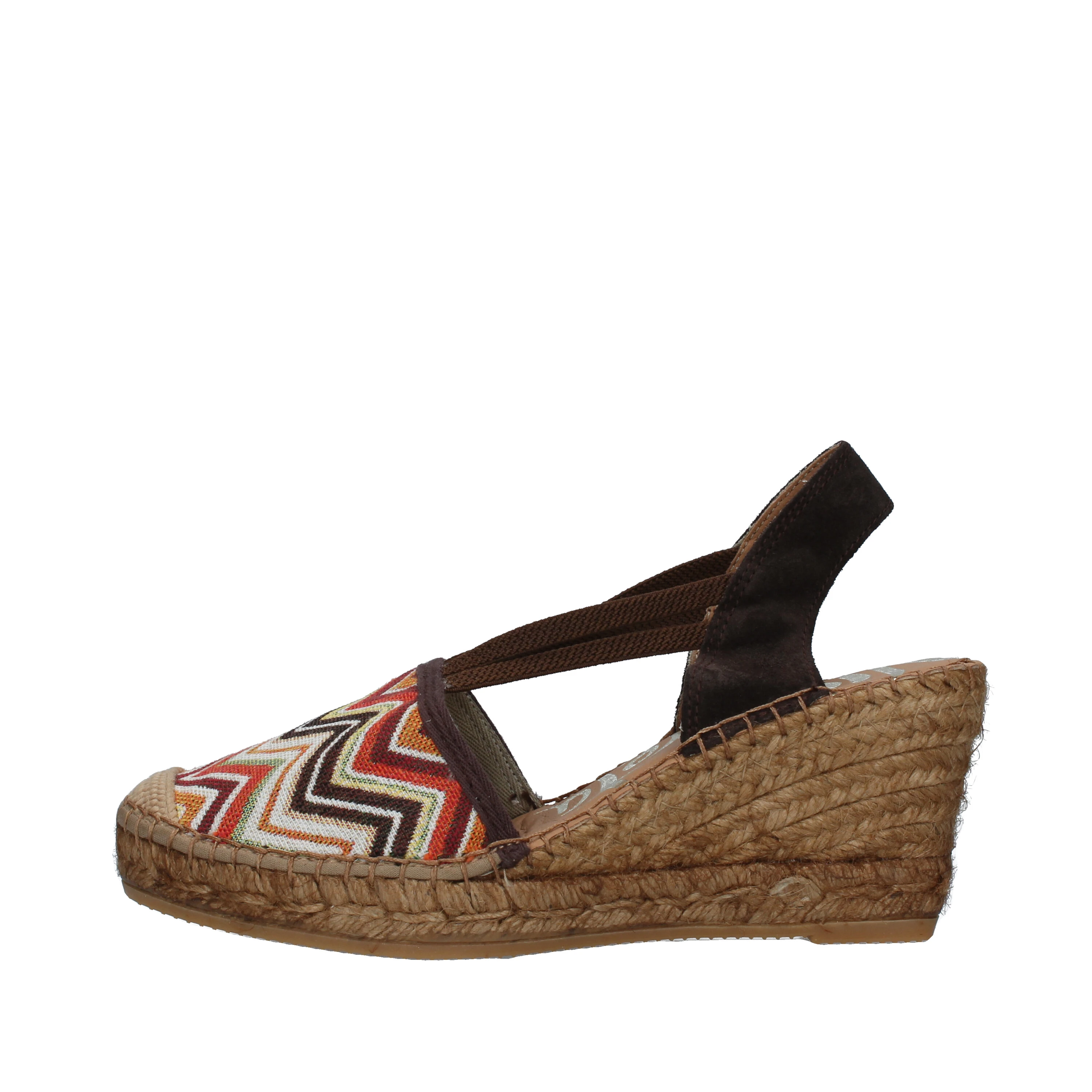 ESPADRILLAS CON ZEPPA E FANTASIA GEOMETRICA MULTICOLORE DONNA MARRONE