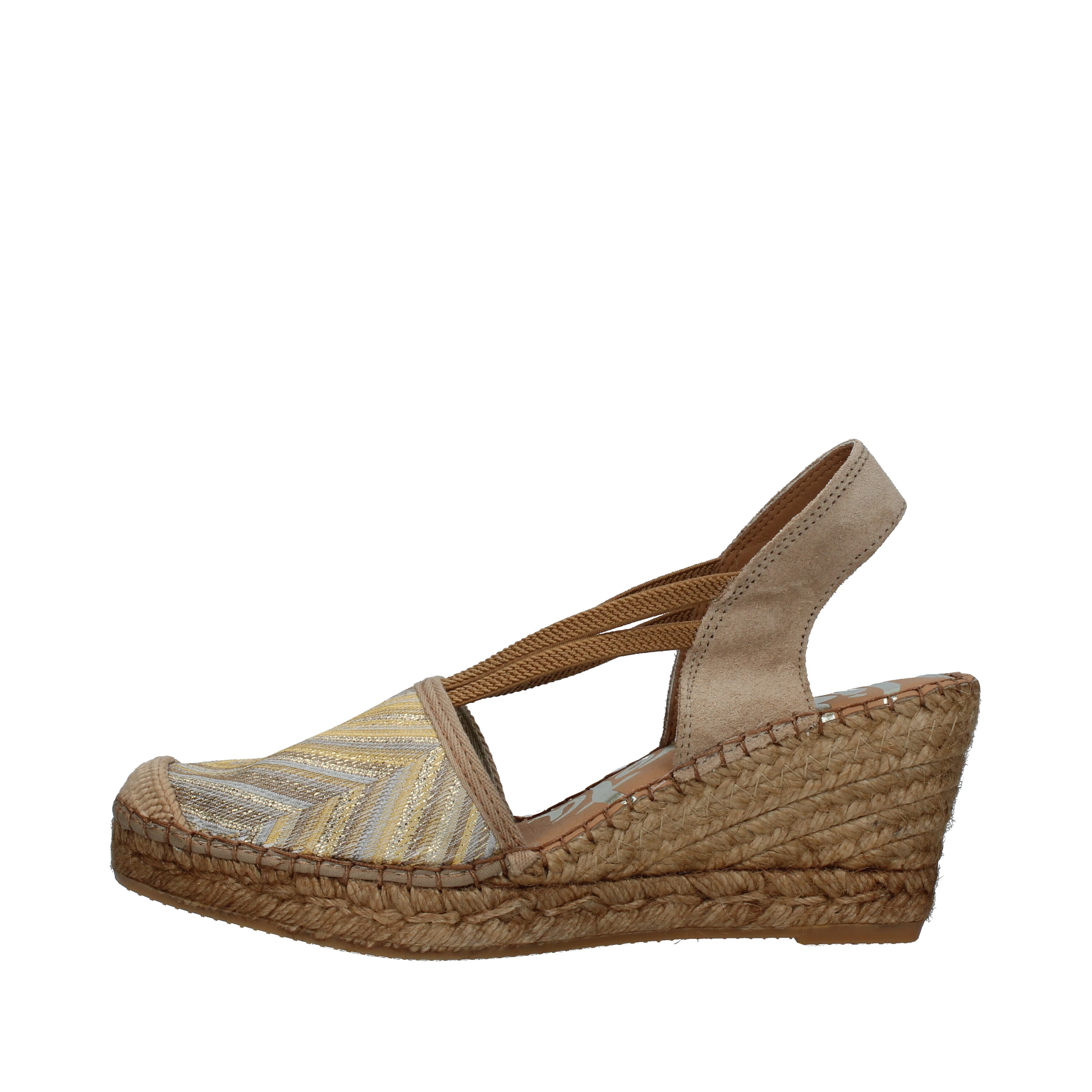 ESPADRILLAS CON ZEPPA E FANTASIA GEOMETRICA DONNA ORO