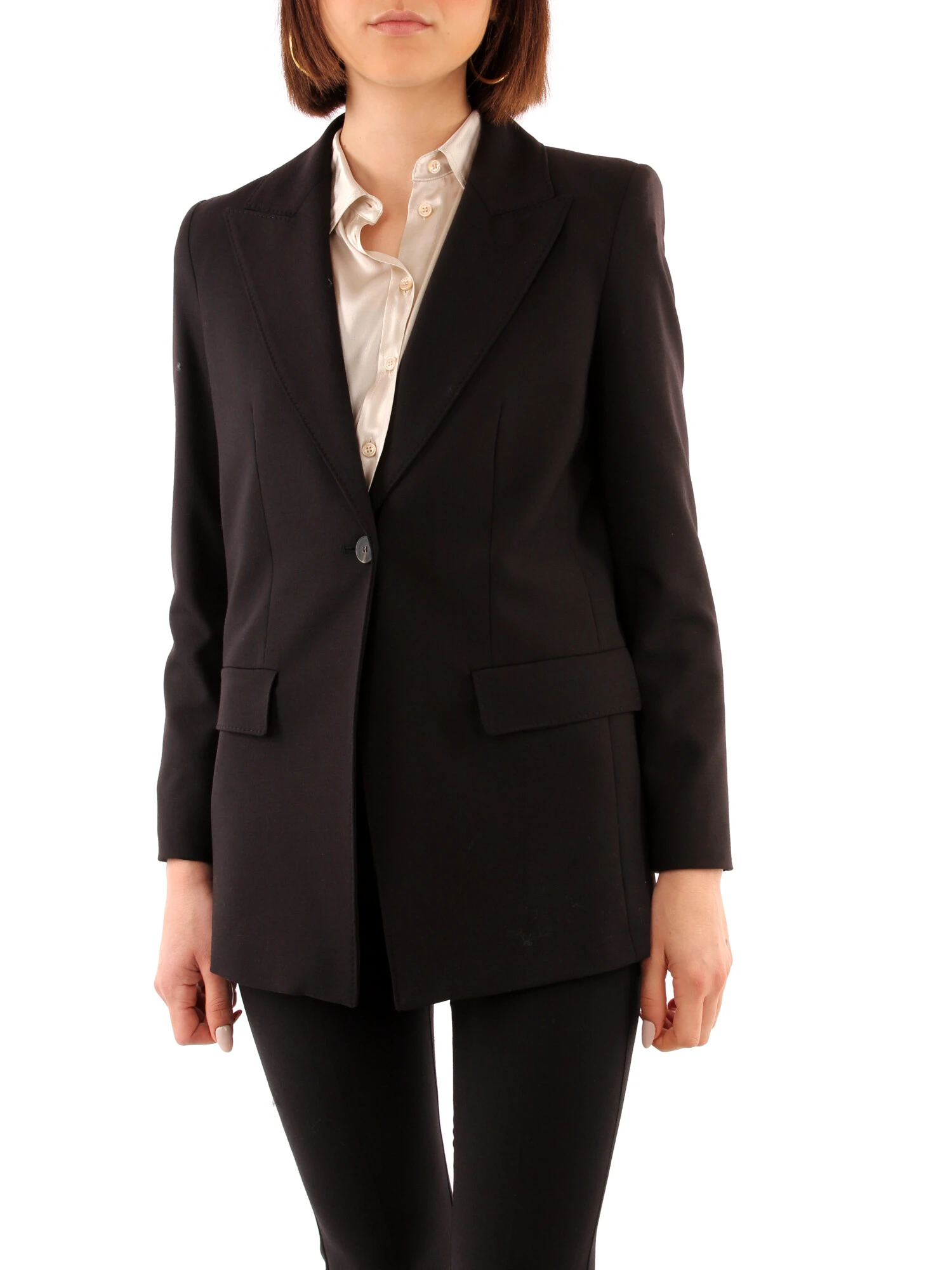 GIACCA BLAZER MONOCOLORE IN LANA VERGINE DONNA NERO