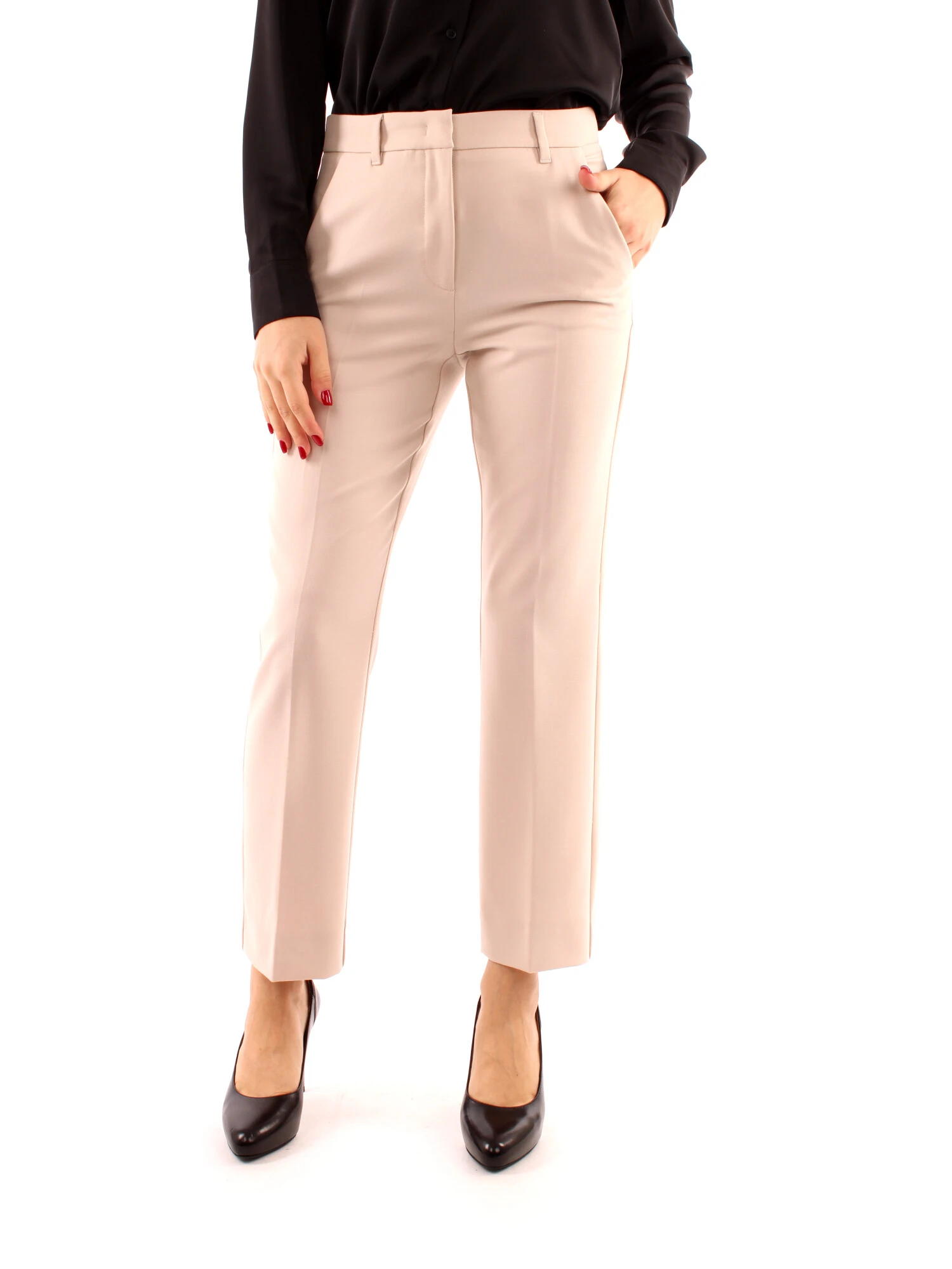 PANTALONI CHINO IN MISTO LANA DONNA ROSA