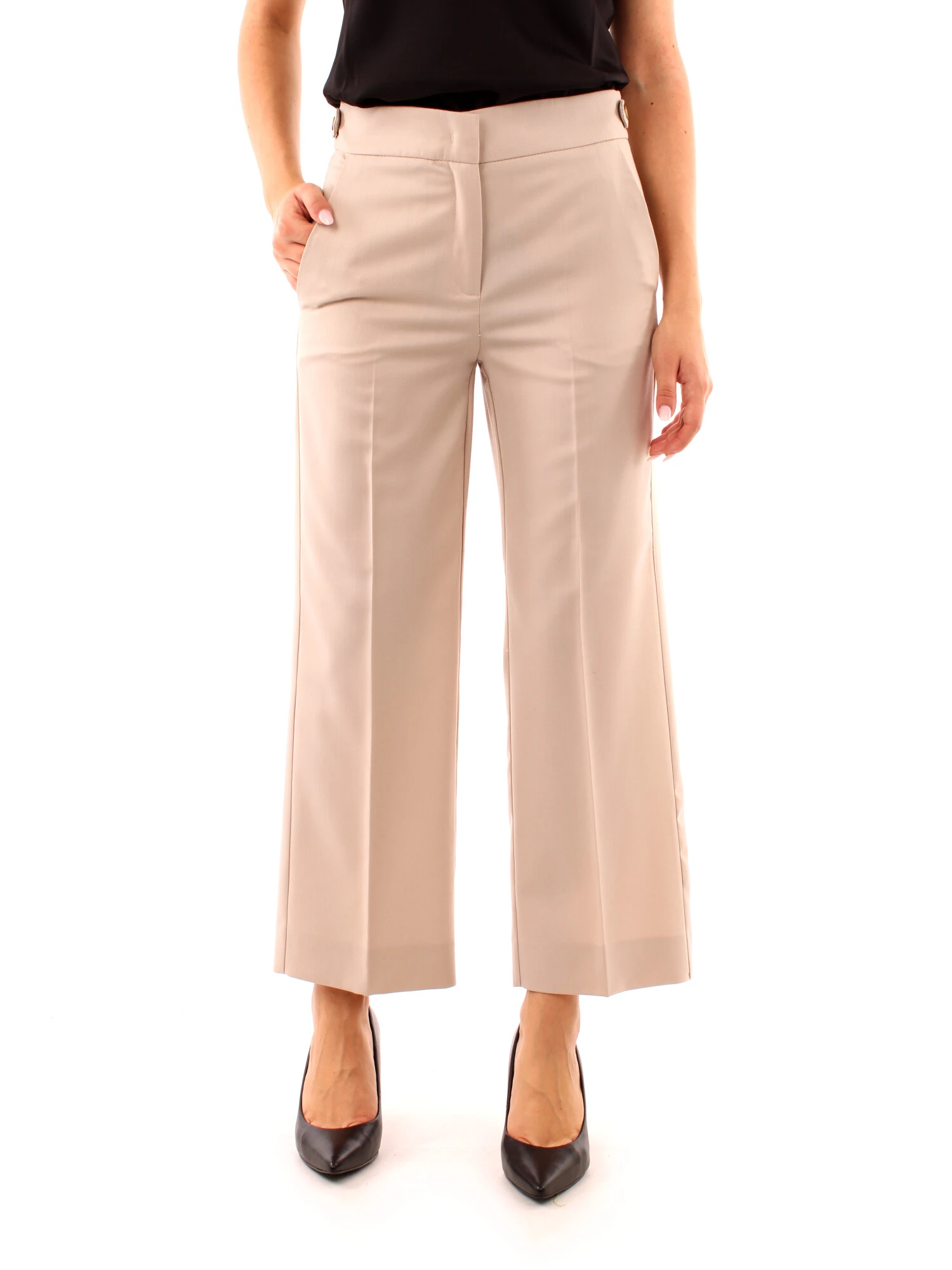 PANTALONI CROPPED DRITTI DONNA BEIGE