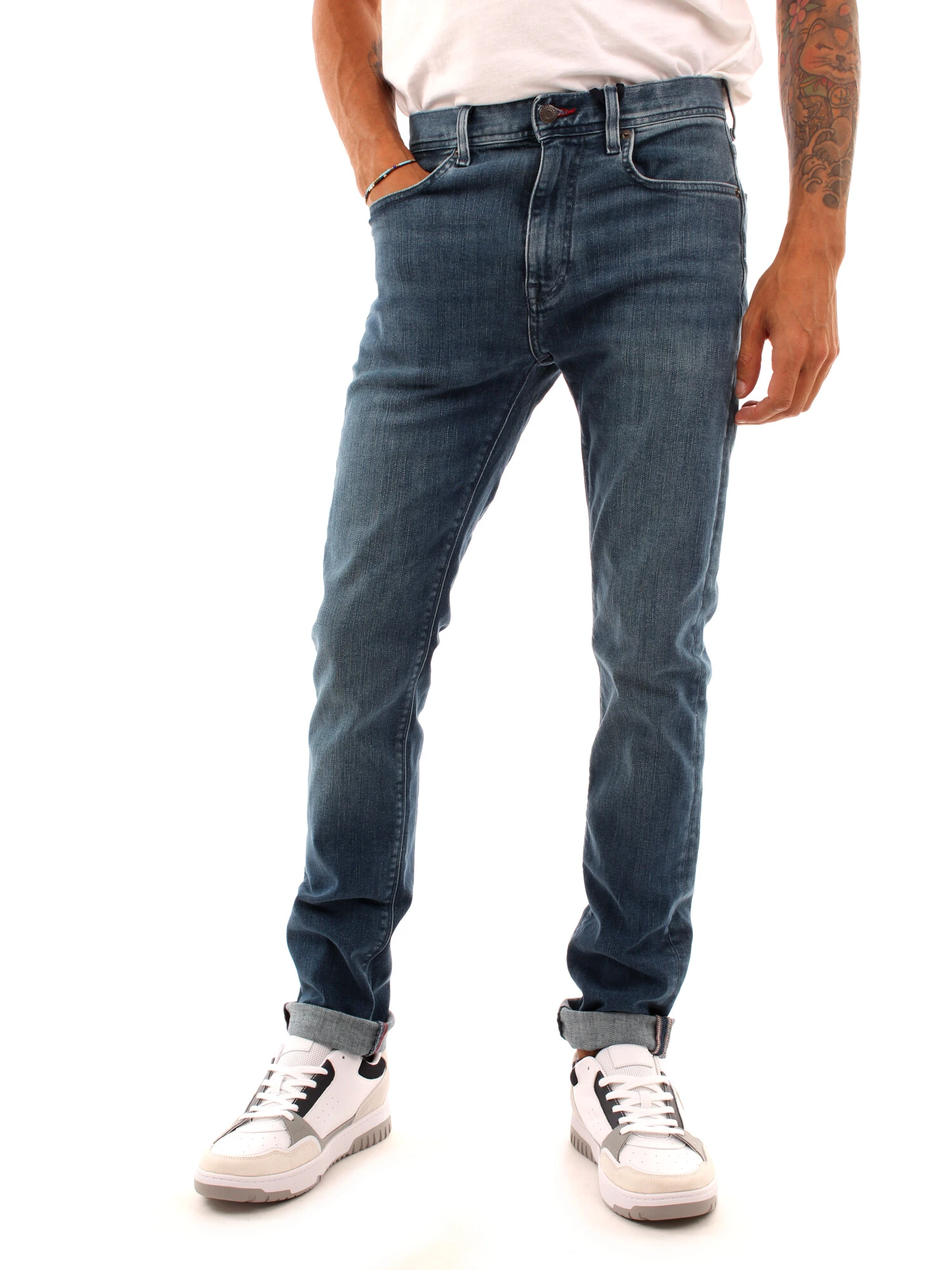 JEANS SLIM FIT IN DENIM DI COTONE UOMO BLU