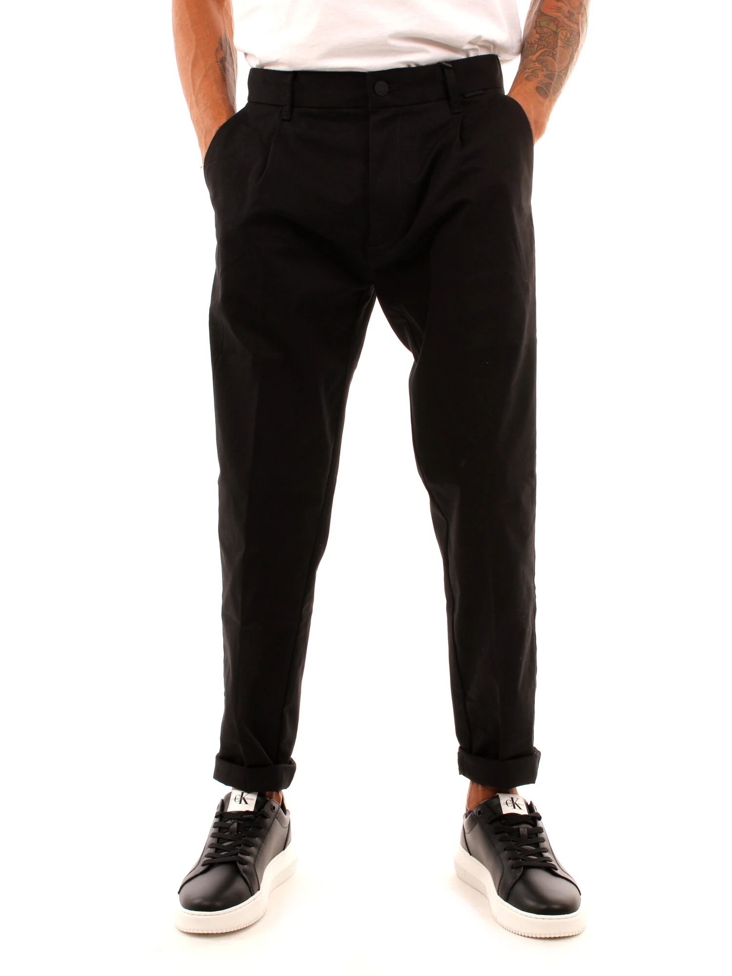 PANTALONI CHINO TAPARED UOMO NERO