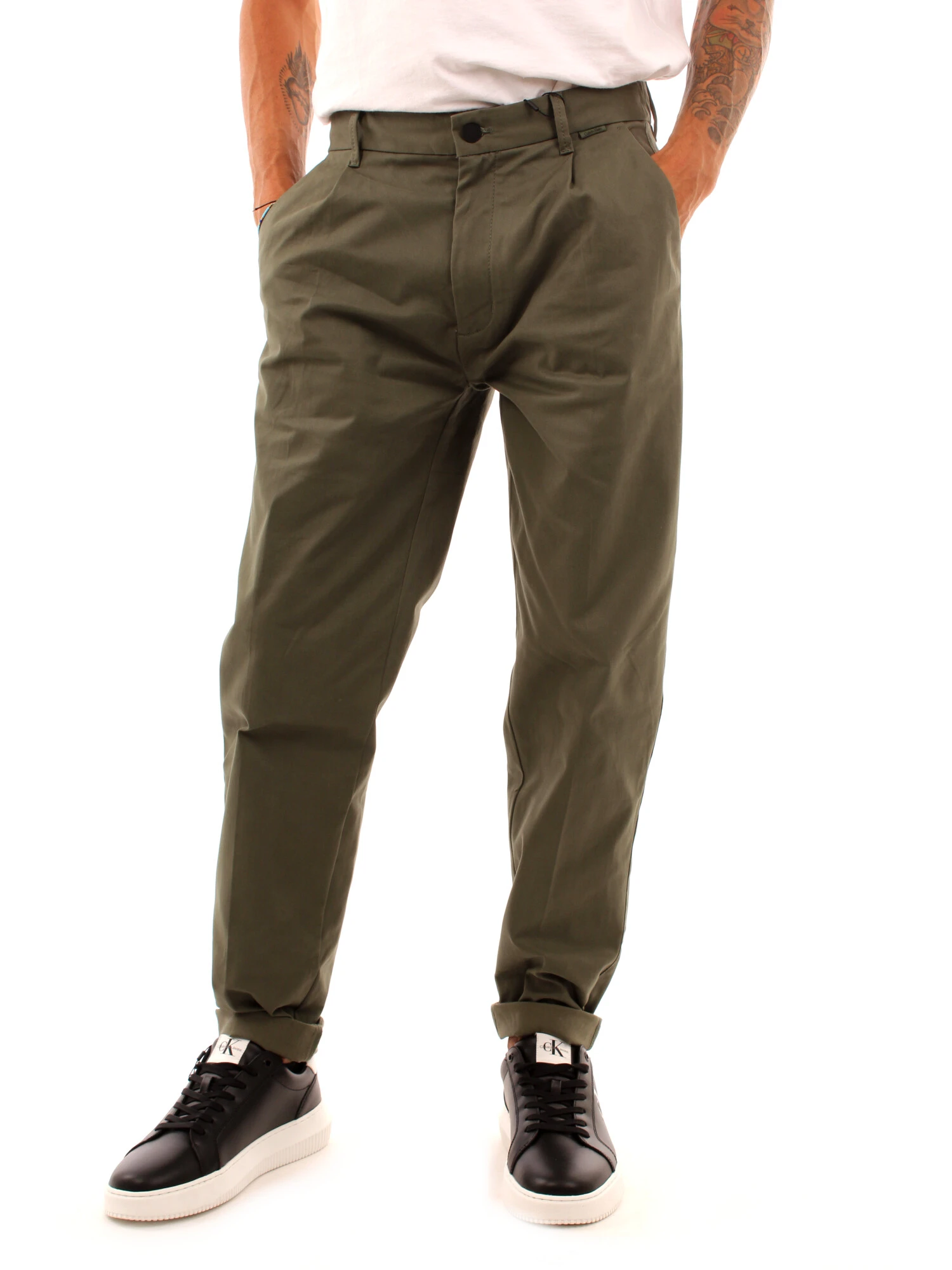 PANTALONI CHINO TAPARED UOMO VERDE