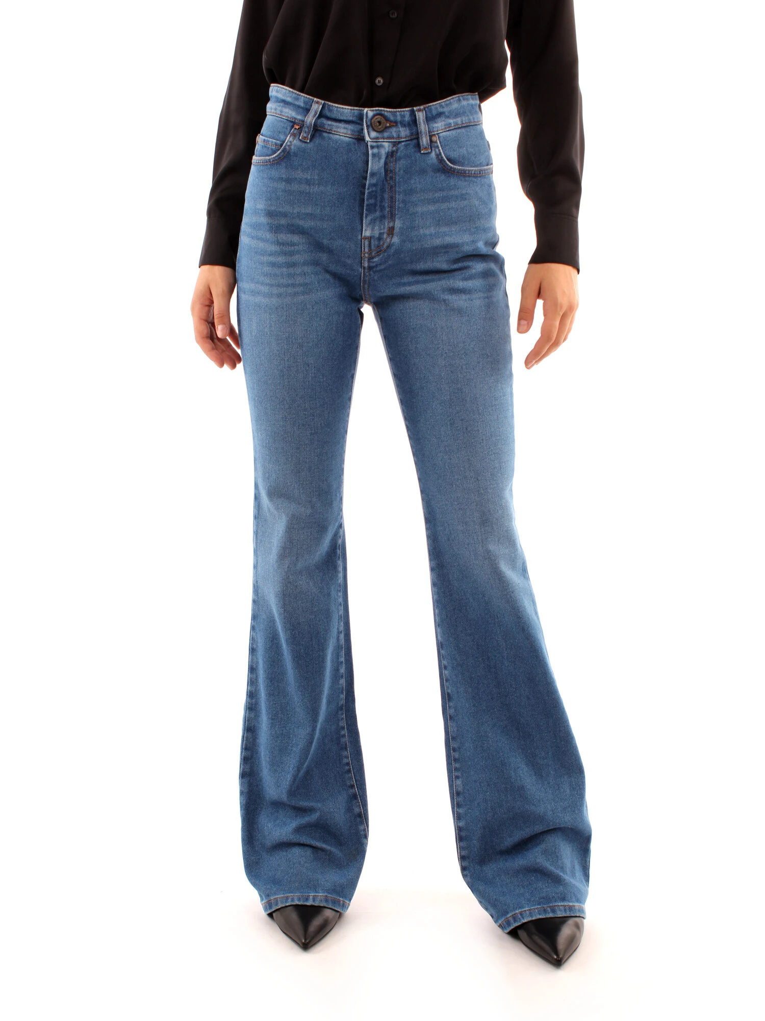 JEANS A ZAMPA IN DENIM DI COTONE DONNA BLU