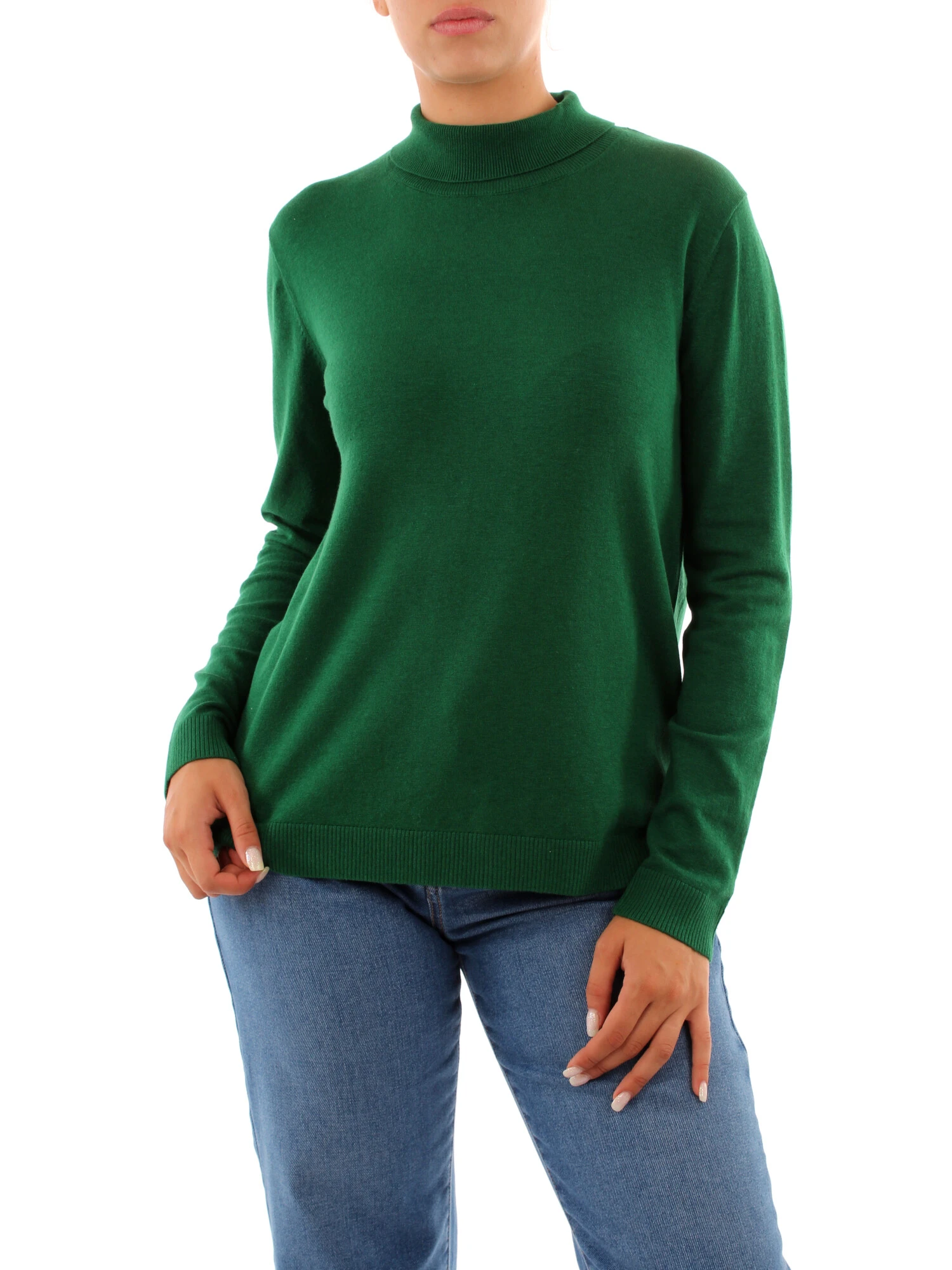 MAGLIA DOLCEVITA IN PUNTO RASATO DONNA VERDE