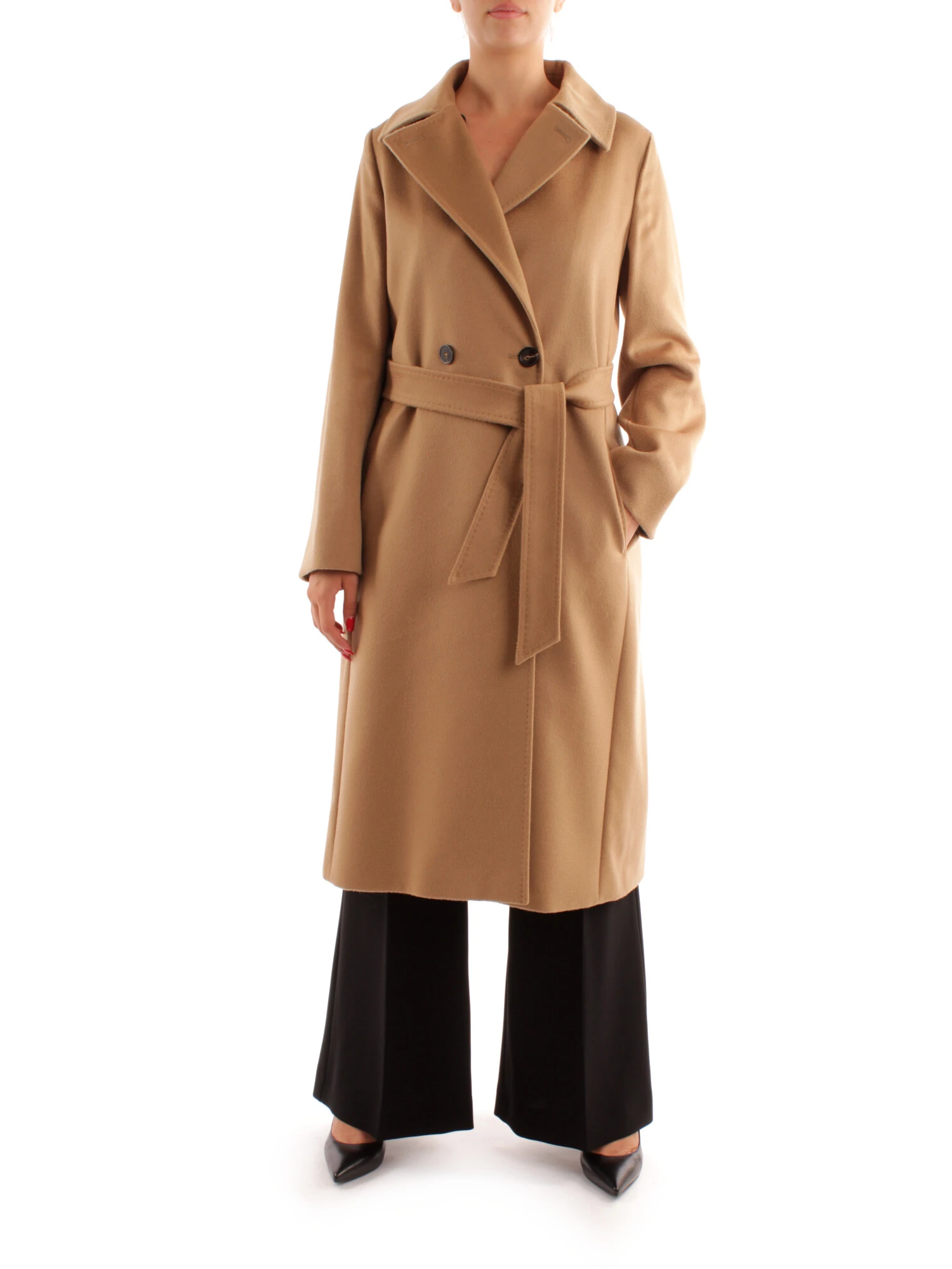 CAPPOTTO A VESTAGLIA IN PURA LANA DONNA BEIGE